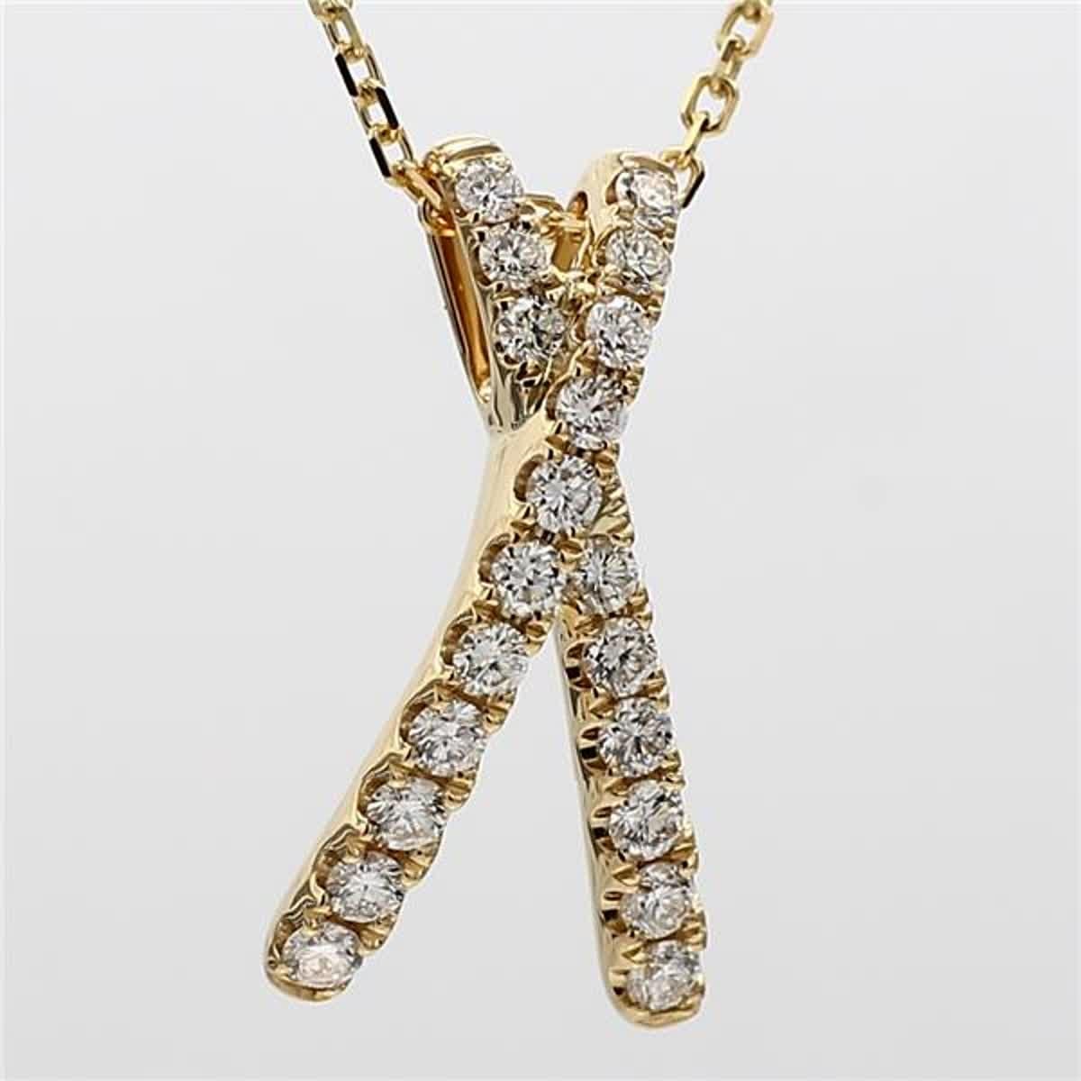 Women's Natural White Round Diamond .55 Carat TW Yellow Gold Drop Pendant For Sale