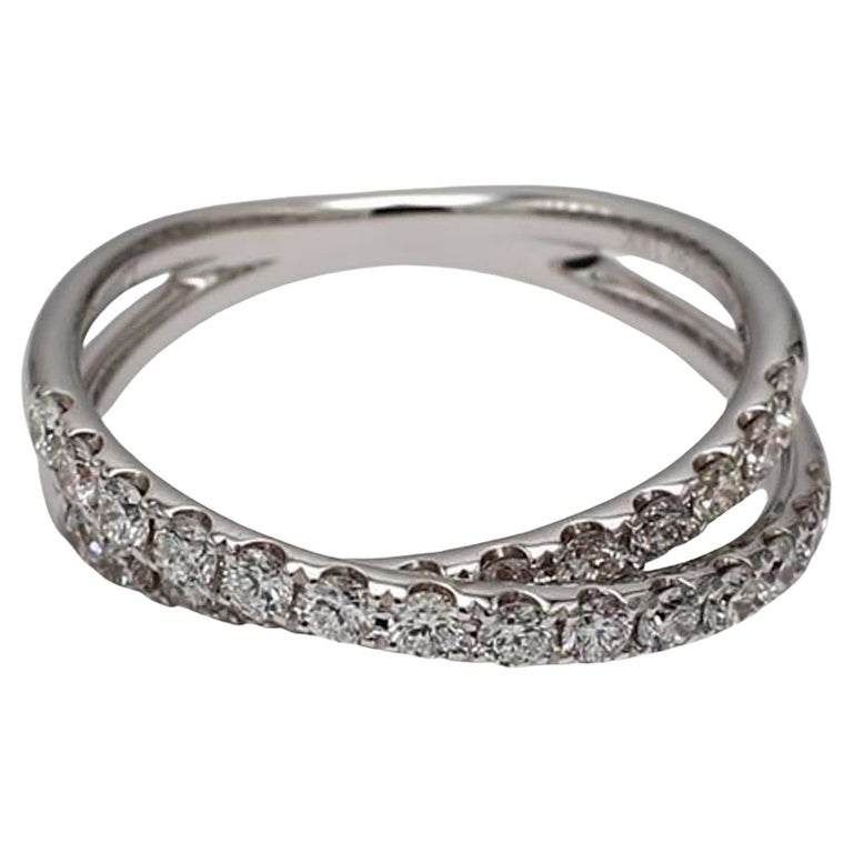 White Rounded Diamond Natural White Round Diamond .69 Carat TW White Gold Wedding Band For ...
