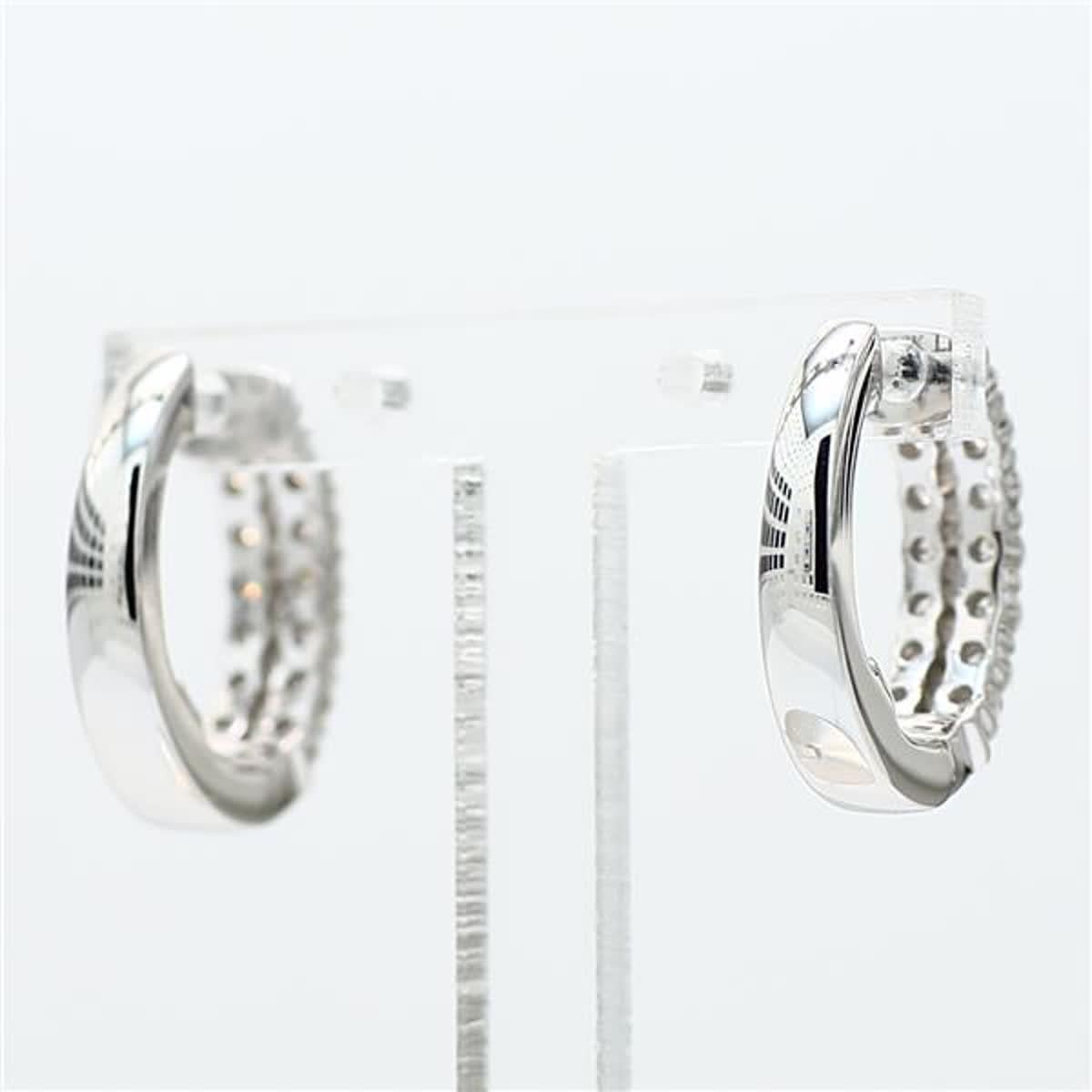 Round Cut Natural White Round Diamond .76 Carat TW White Gold Hoop Earrings For Sale