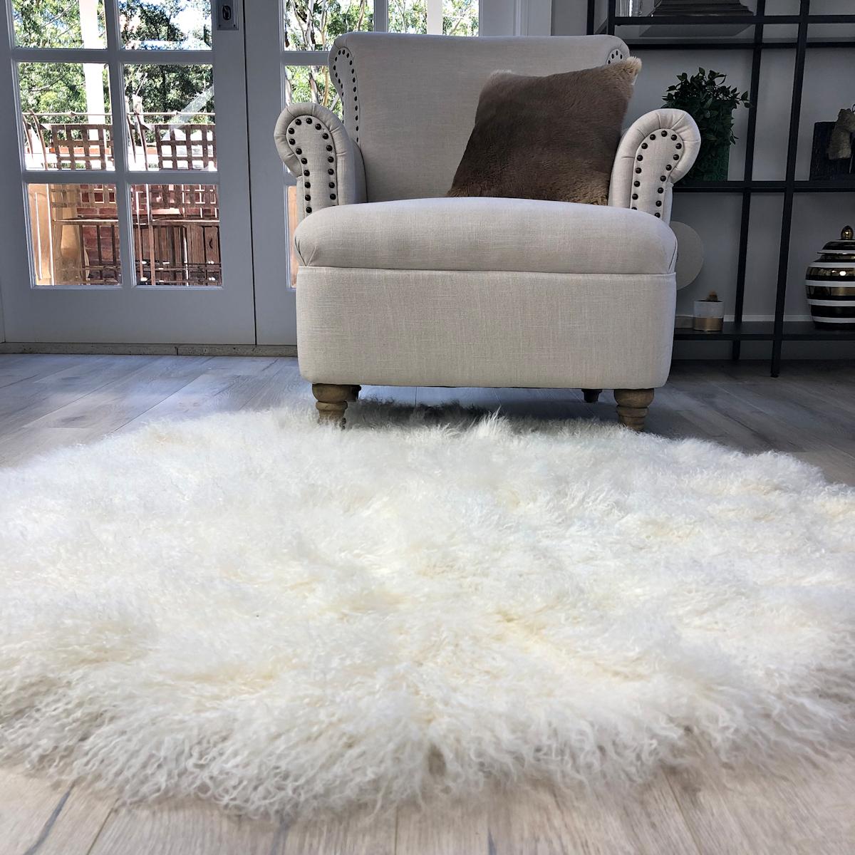 Style your interior floors with the beauty of a natural fur rug that looks and feels luxurious whilst adding the natural charm, elegance and character that genuine fur / wool has to offer. 
Meticulously handcrafted from genuine Mongolian