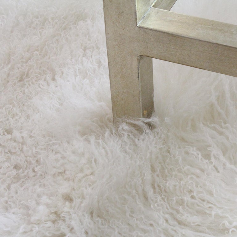 Natural White Round Fur Rug, Mongolian Fur For Sale at 1stdibs