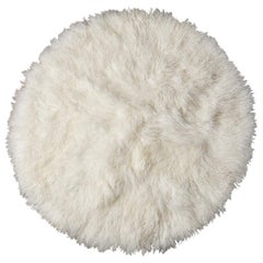 Tapis rond en fourrure blanche naturelle, fourrure de Mongolie de 4 pieds