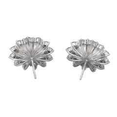 Boucles d'oreilles perle ronde naturelle et diamants Platine 1.84Cttw