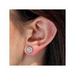 Natural White Sapphire Diamond Stud Earrings 14k W Gold 1.26 TCW Certified