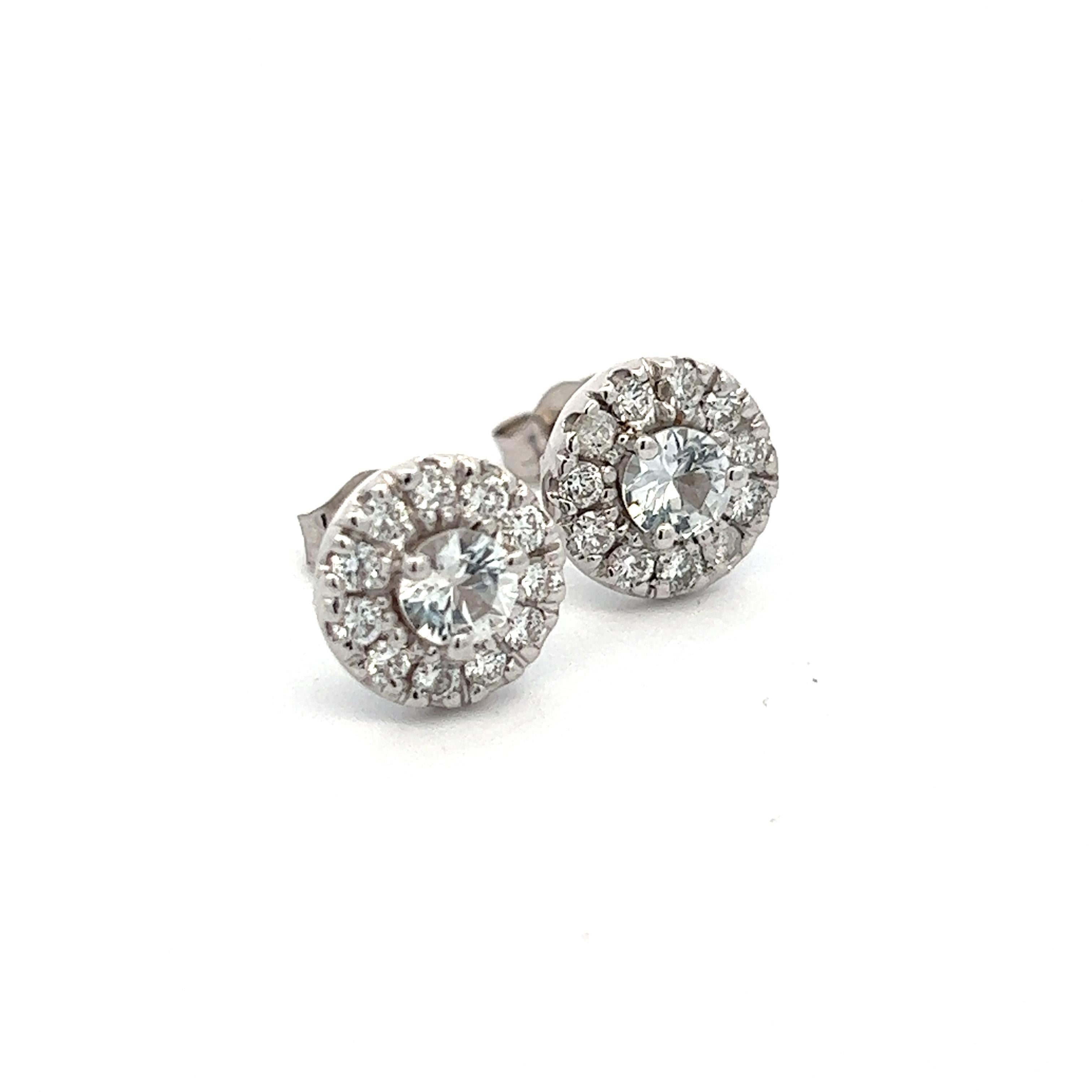 Clous d'oreilles en or 14 carats avec saphir blanc naturel et diamant certifié TCW 1,26 carat Neuf - En vente à Brooklyn, NY