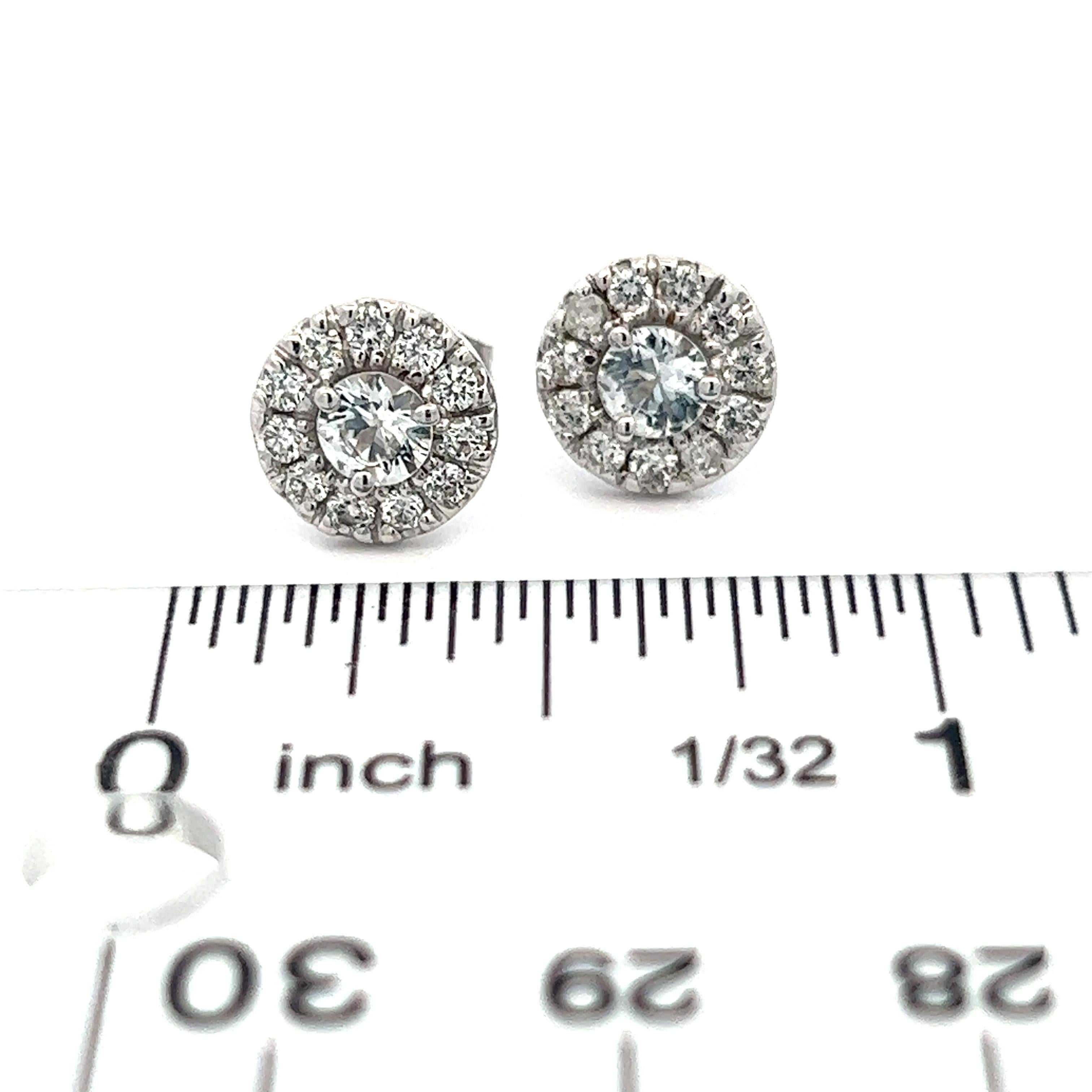 Clous d'oreilles en or 14 carats avec saphir blanc naturel et diamant certifié TCW 1,26 carat en vente 2