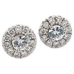 Natürlicher weißer Saphir Diamant-Ohrstecker 14k W Gold 1,26 TCW zertifiziert