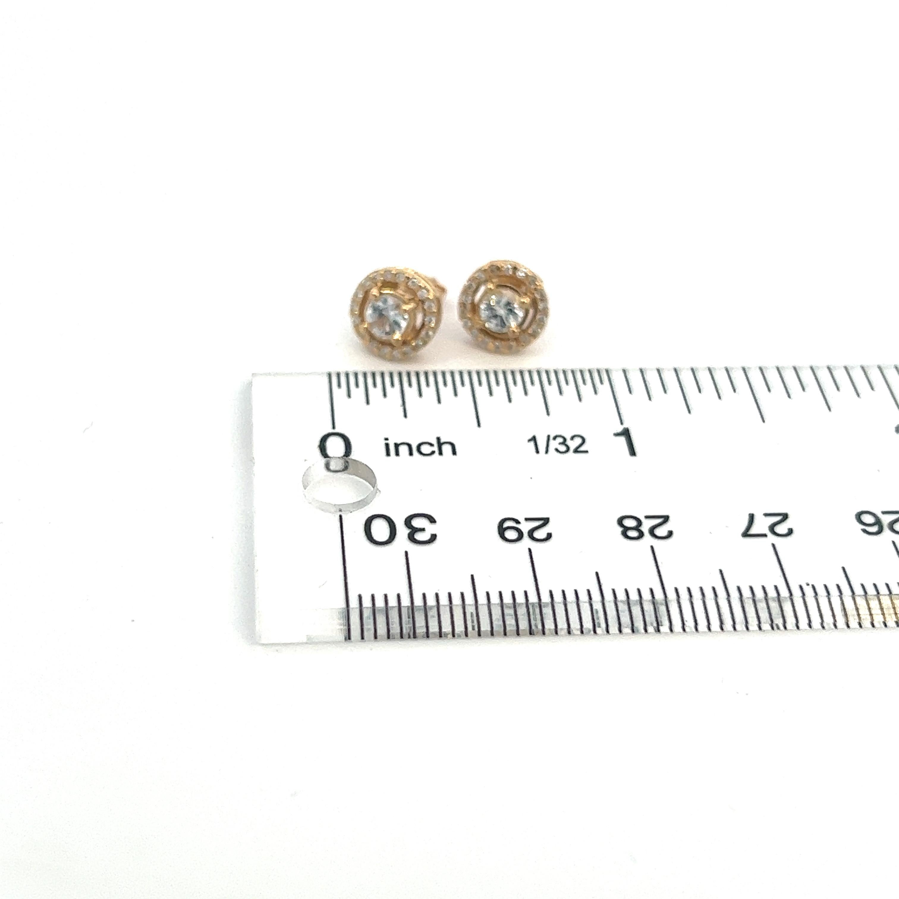 Natural White Sapphire Diamond Stud Earrings 14k Yellow Gold 0.97 TCW Certified For Sale 4