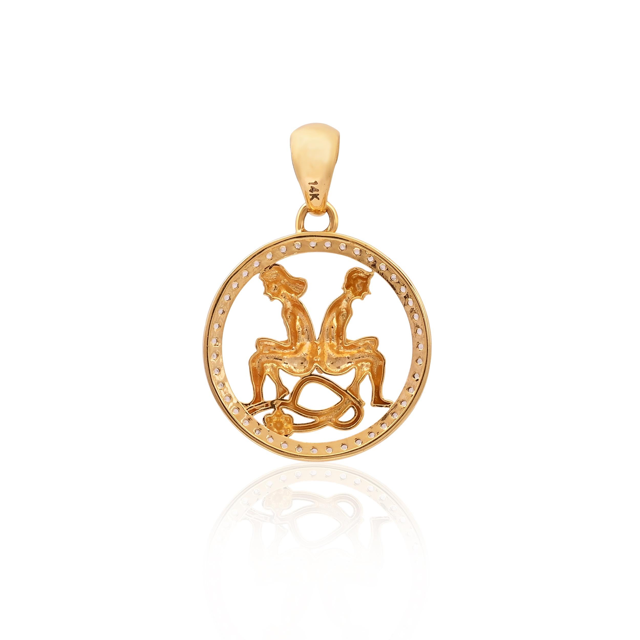 Mixed Cut Natural White sapphire Pendant in 14k gold