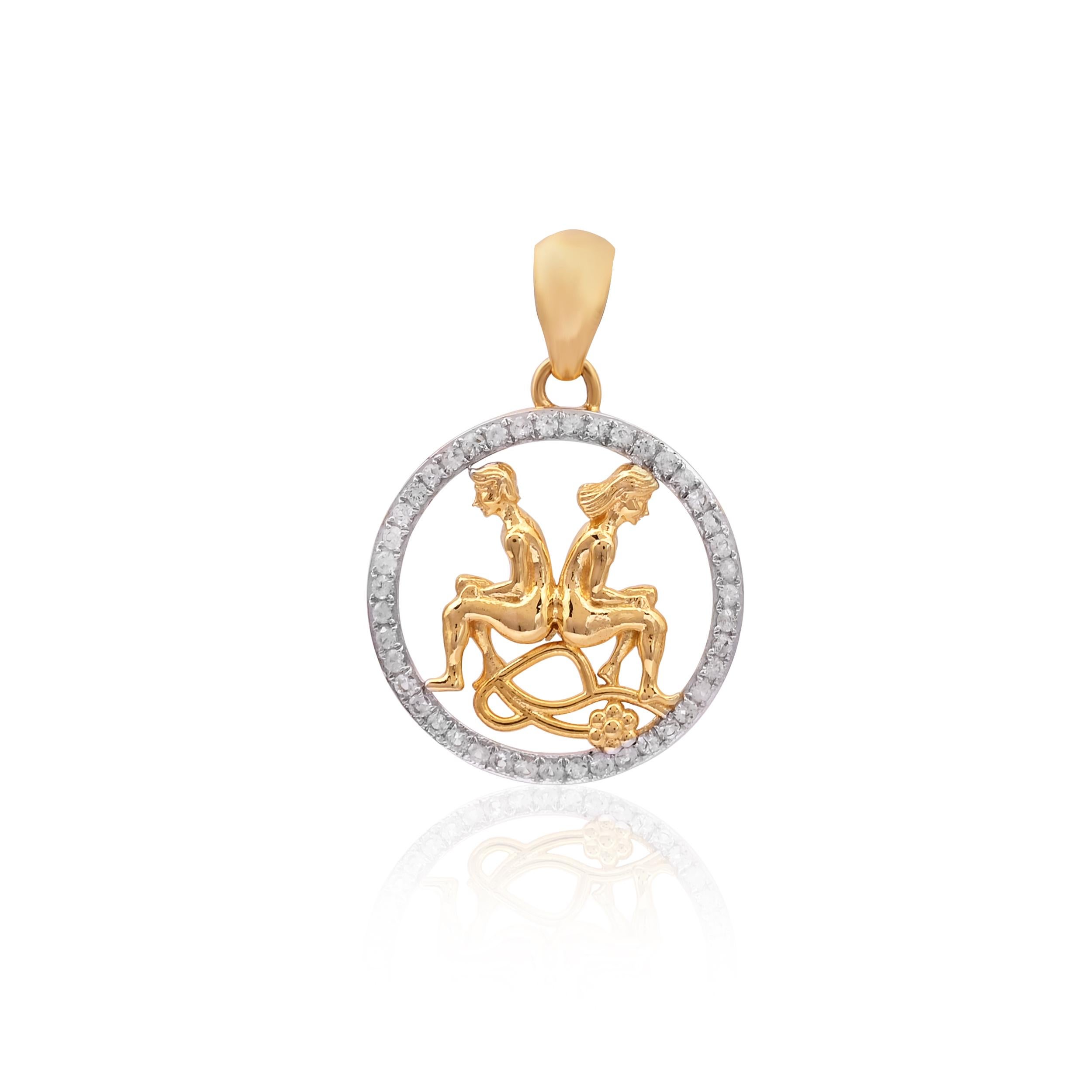 Women's Natural White sapphire Pendant in 14k gold