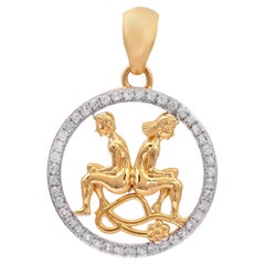Natural White sapphire Pendant in 14k gold
