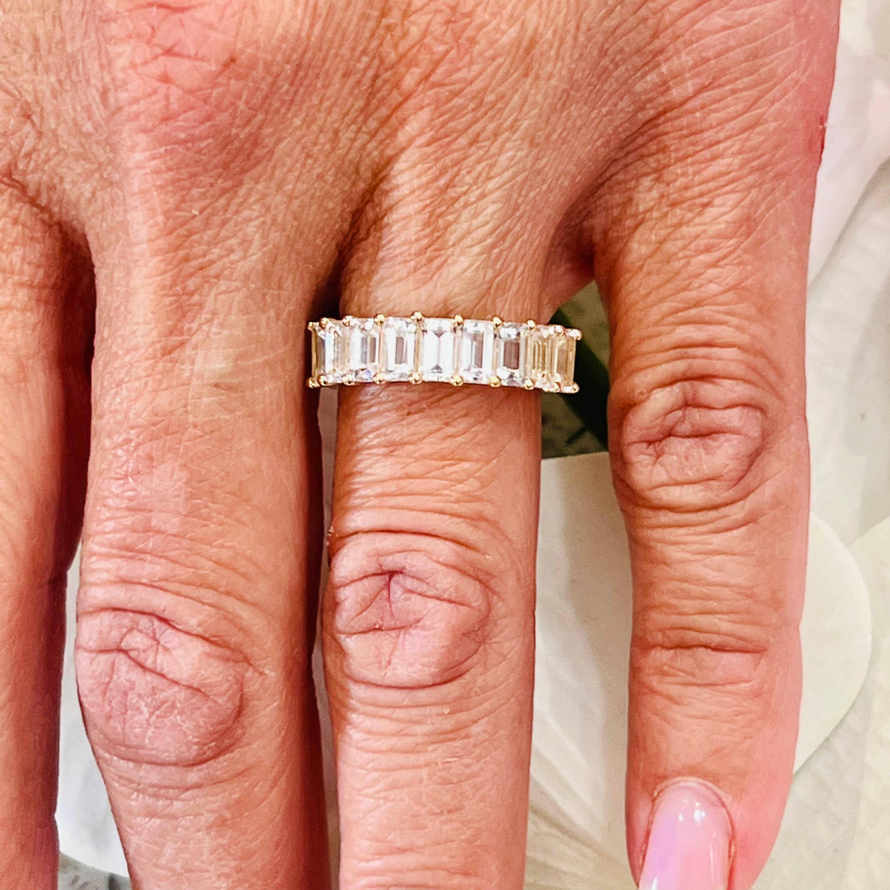 Ring mit natürlichem weißem Saphir 14k W Gold 3,36 TCW zertifiziert im Zustand „Neu“ im Angebot in Brooklyn, NY