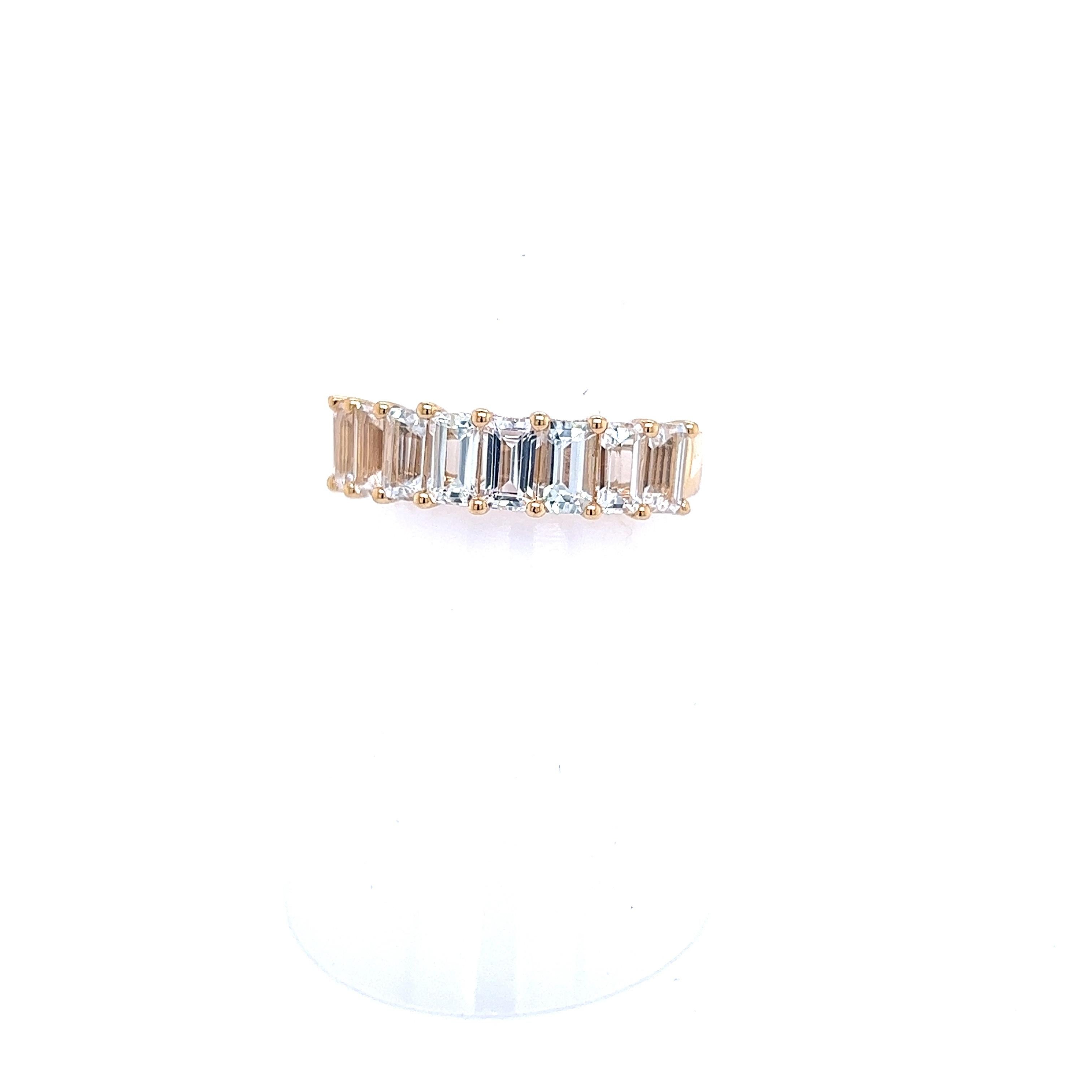 Ring mit natürlichem weißem Saphir 14k W Gold 3,36 TCW zertifiziert Damen im Angebot