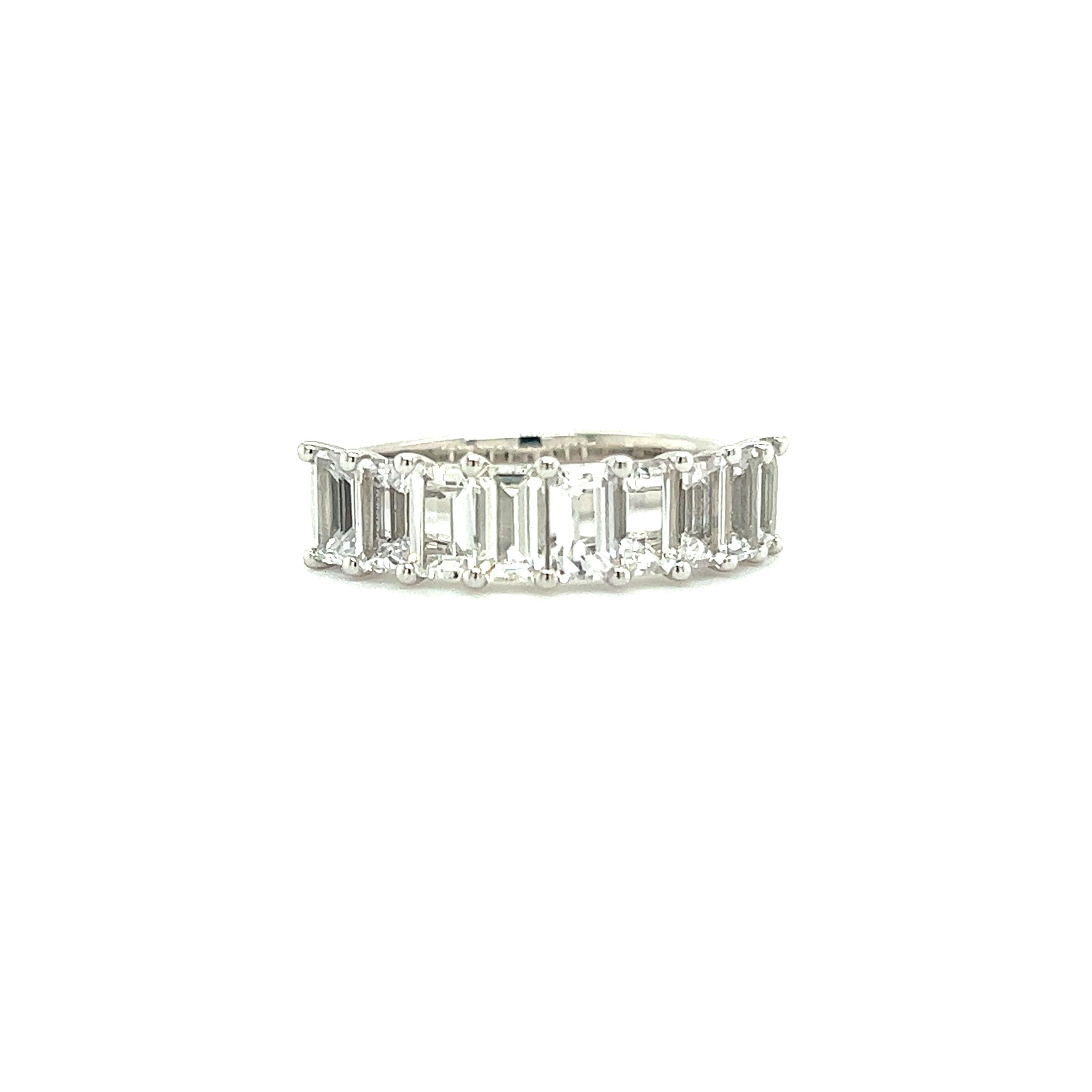Women's Natural White Sapphire Ring Size 6.5 14k W Gold 4.32 TCW Certified For Sale