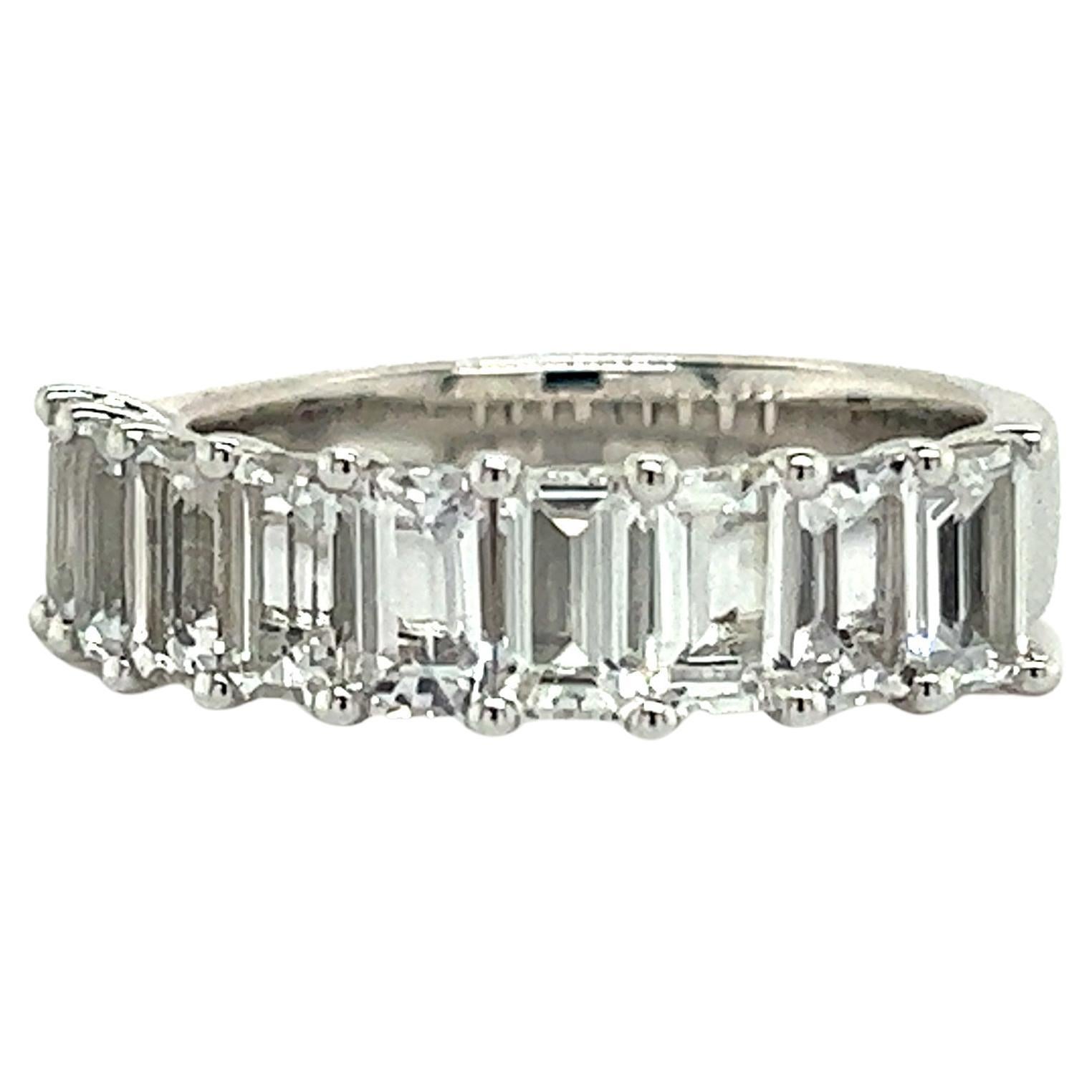 Natural White Sapphire Ring 14k W Gold 4.32 TCW Certified For Sale at