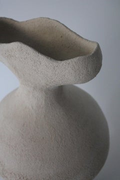 Natural White Textured Handmade Ceramic Vase by Maku Ceramic