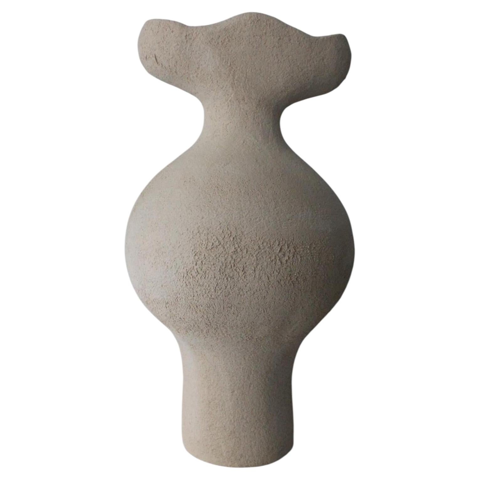Natural White Textured Handmade Ceramic Vase by Maku Ceramic