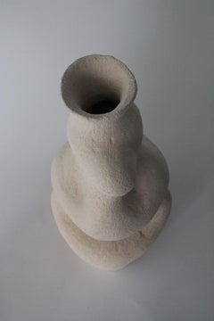Natural White Textured Handmade Ceramic Vase II by Maku Ceramic