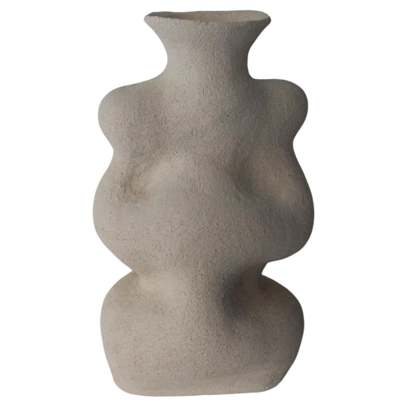 Natural White Textured Handmade Ceramic Vase II by Maku Ceramic