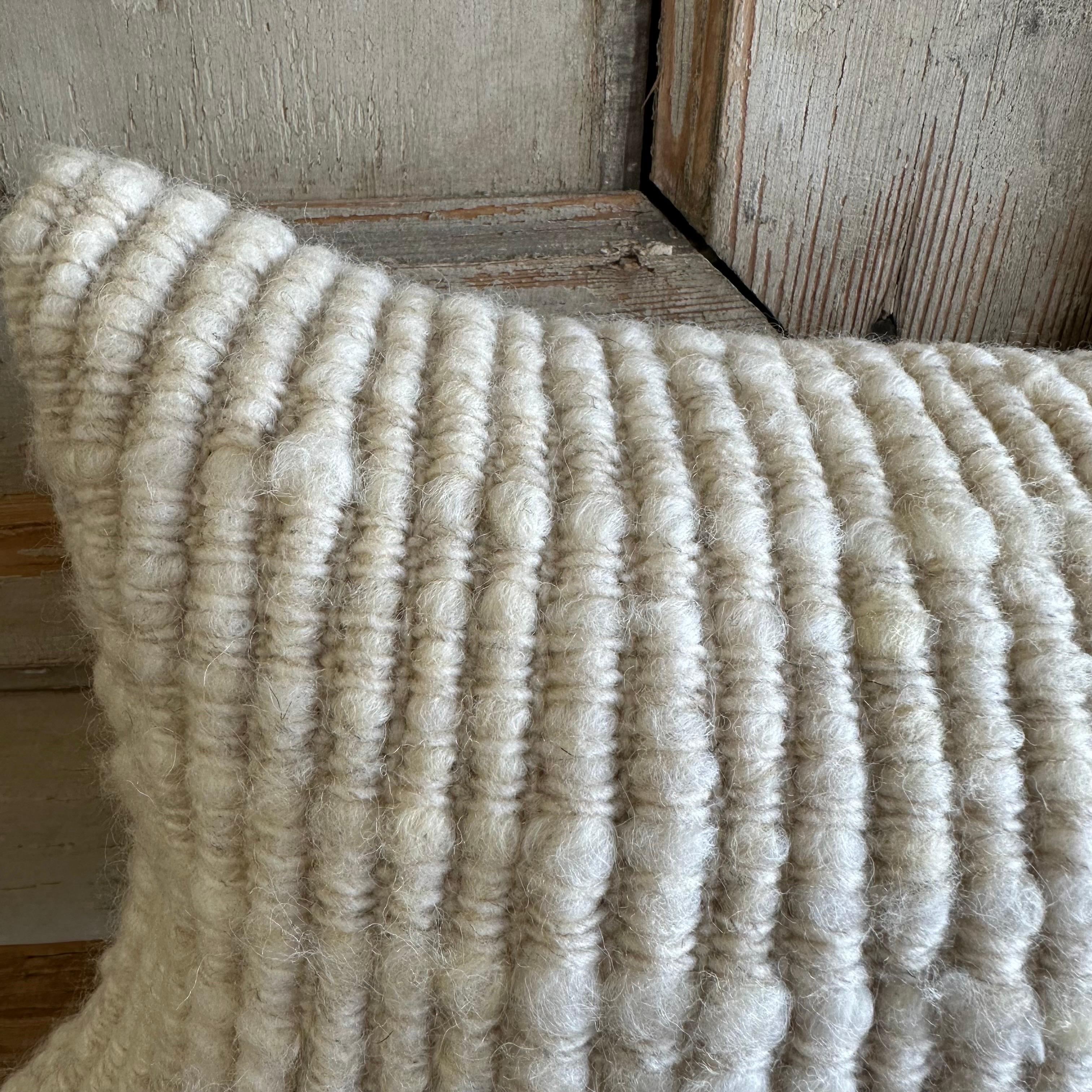 Natural White Texturized Hand Made Wool Pillow with Insert In New Condition For Sale In Brea, CA