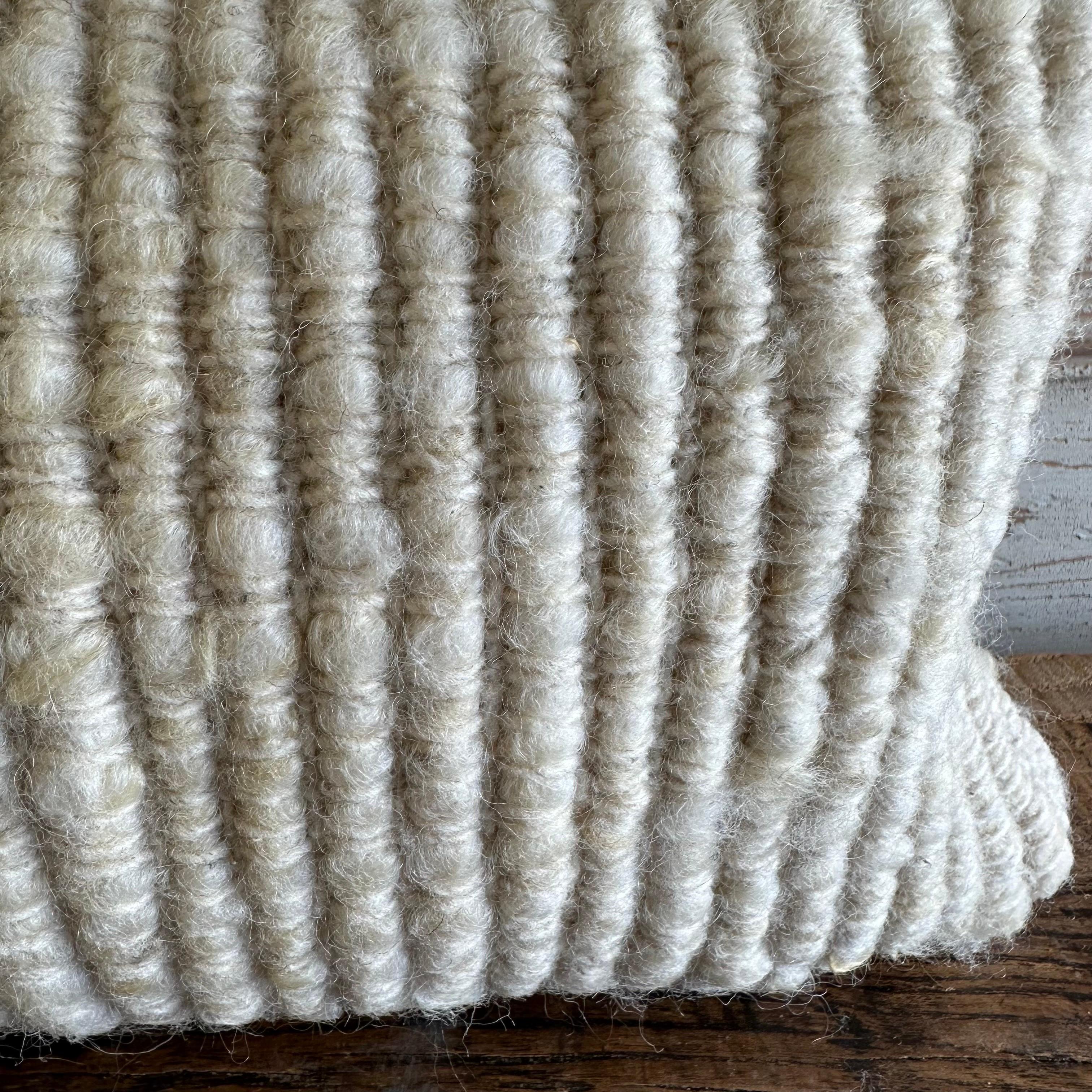 Contemporary Natural White Texturized Hand Made Wool Pillow with Insert For Sale