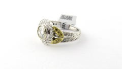 Natural White Yellow Diamond 18K White Gold Cluster Flower Ring 1.55cts IGI Cert