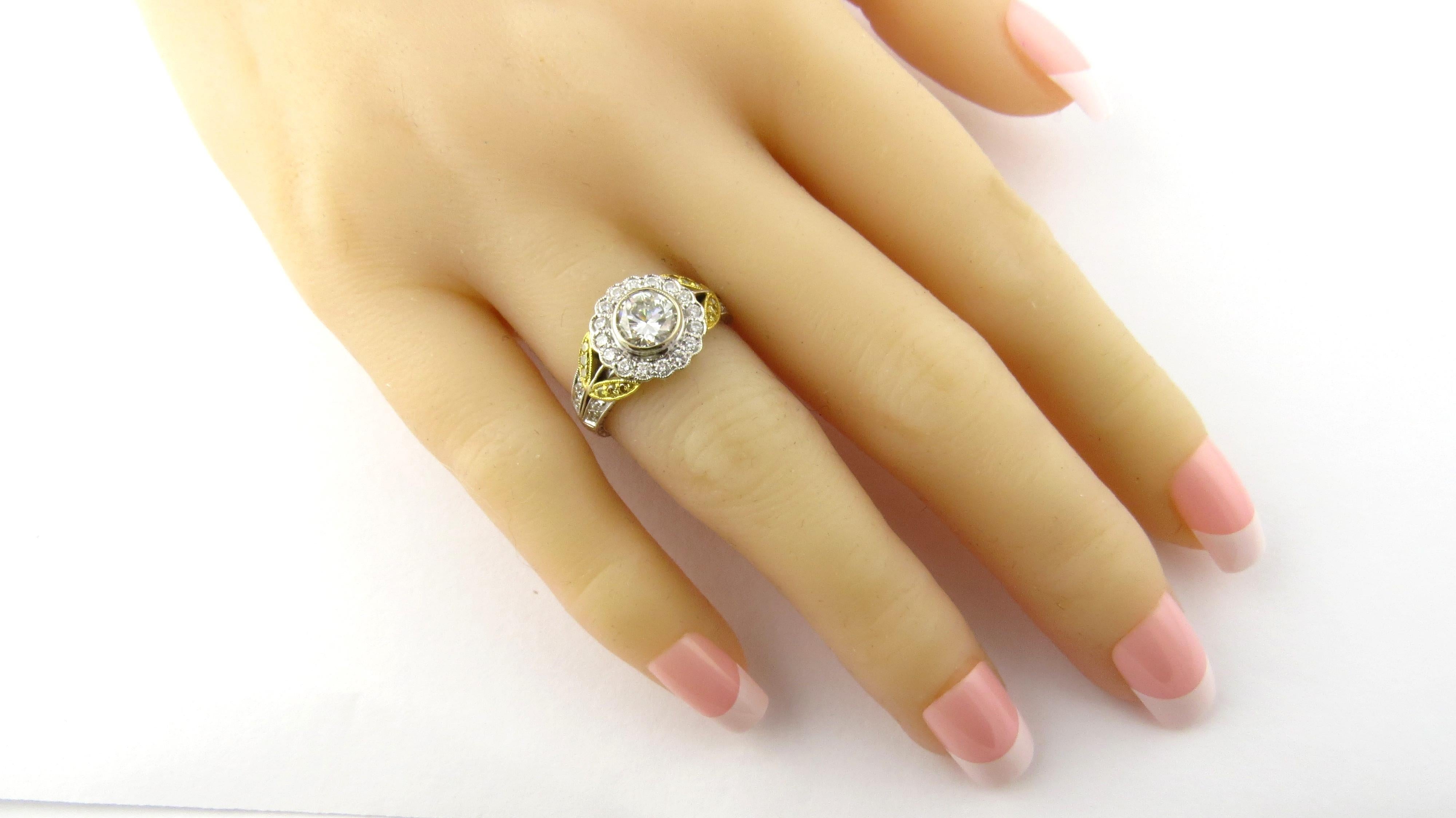 Natural White Yellow Diamond 18K White Gold Cluster Flower Ring 1.55cts IGI Cert For Sale 3