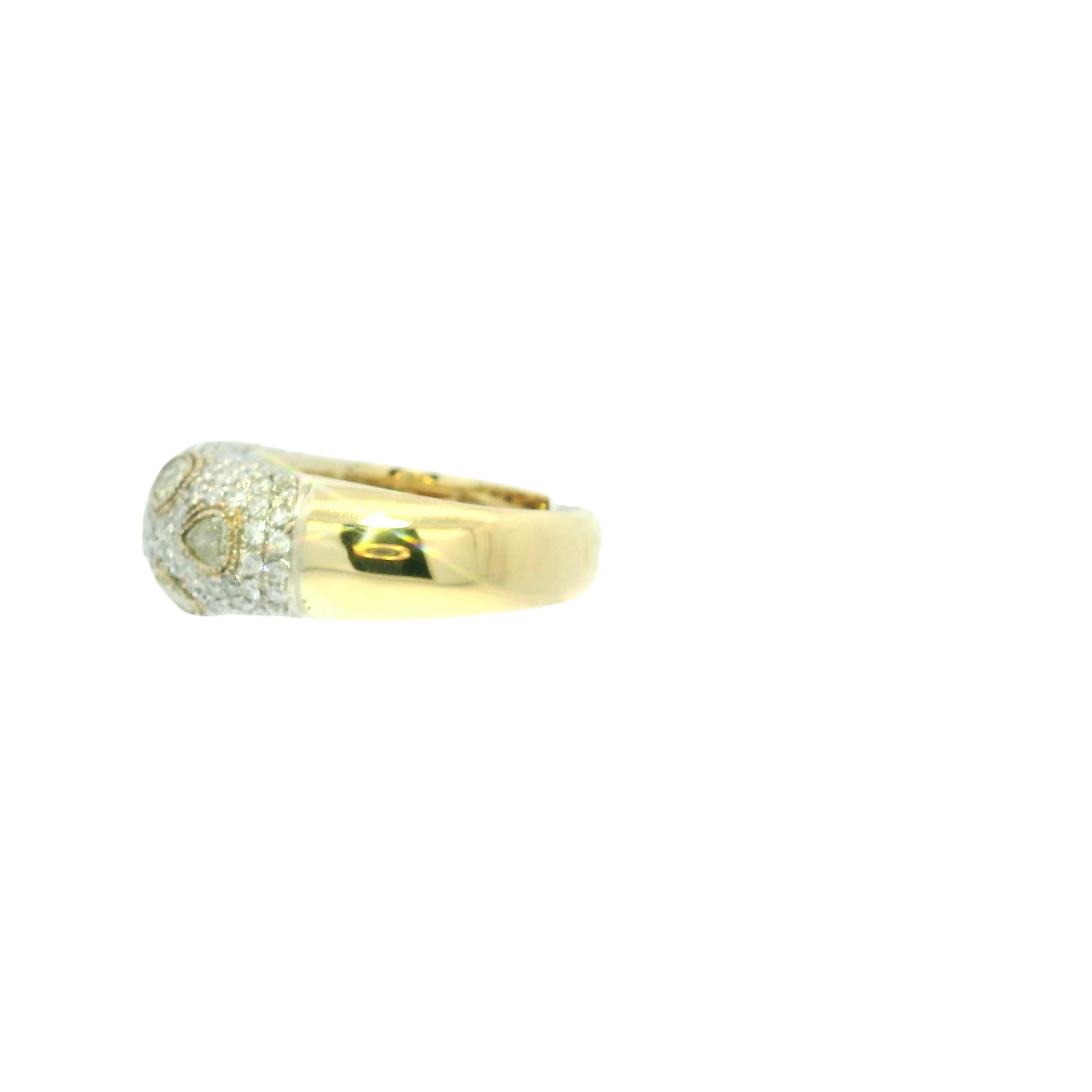 Modern Natural White & Yellow Multi-Shape 18-Karat Diamond Ring In Stock For Sale