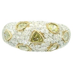 Natural White & Yellow Multi-Shape 18-Karat Diamond Ring In Stock