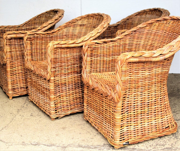 Natural Wicker Lounge Chairs - Kreiss Collection at 1stDibs | braided ...