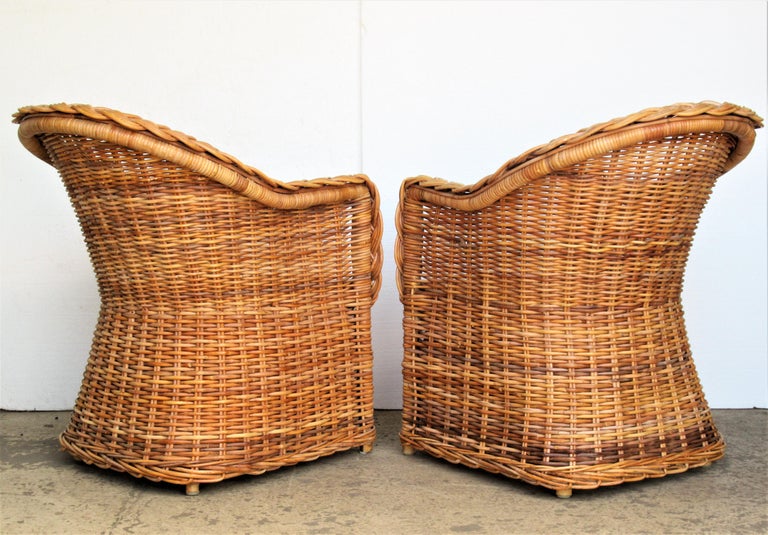 Natural Wicker Lounge Chairs Kreiss Collection at 1stDibs braided