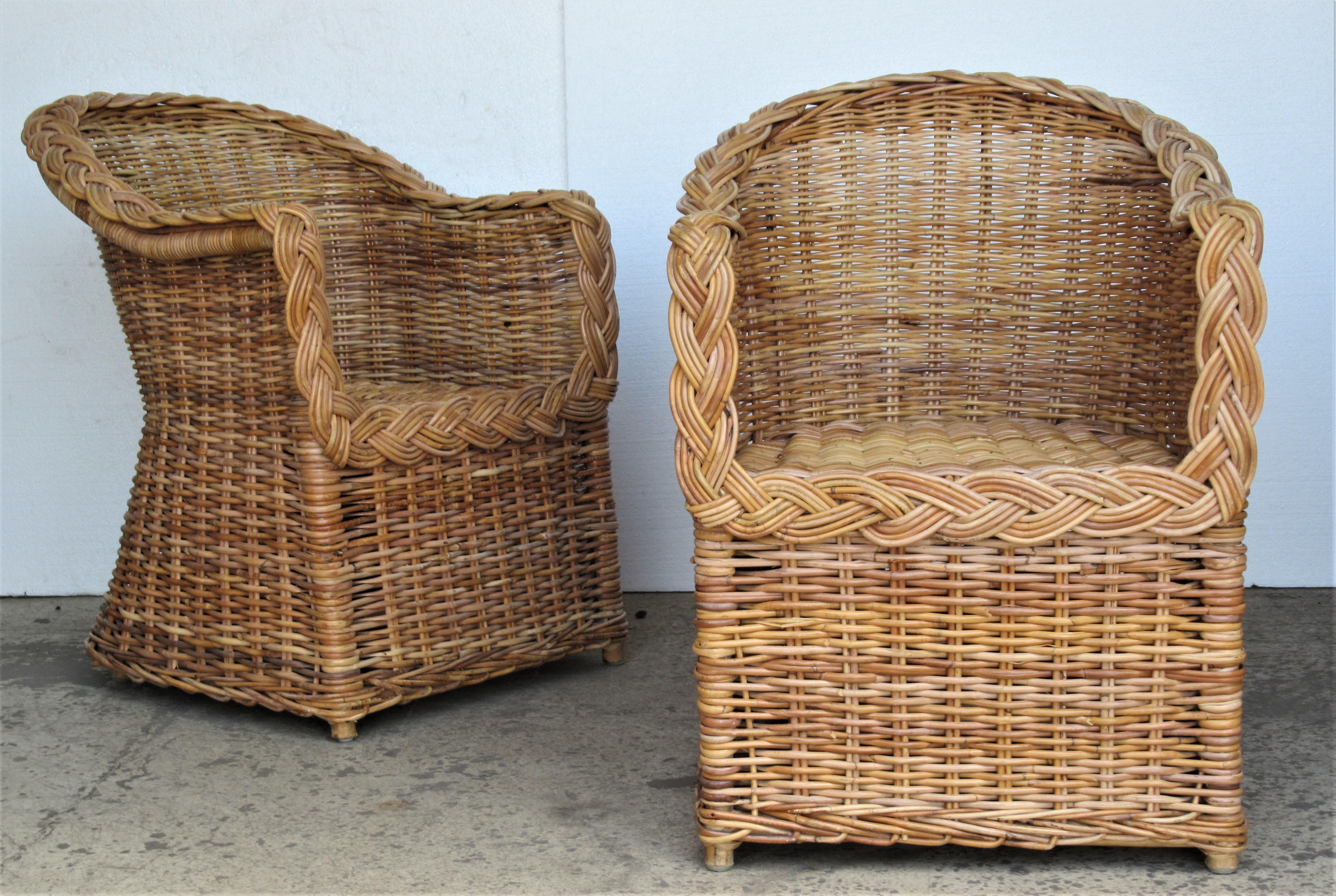 Natural Wicker Lounge Chairs  - Kreiss Collection In Good Condition In Rochester, NY