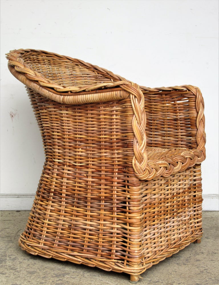 Natural Wicker Lounge Chairs Kreiss Collection at 1stDibs braided