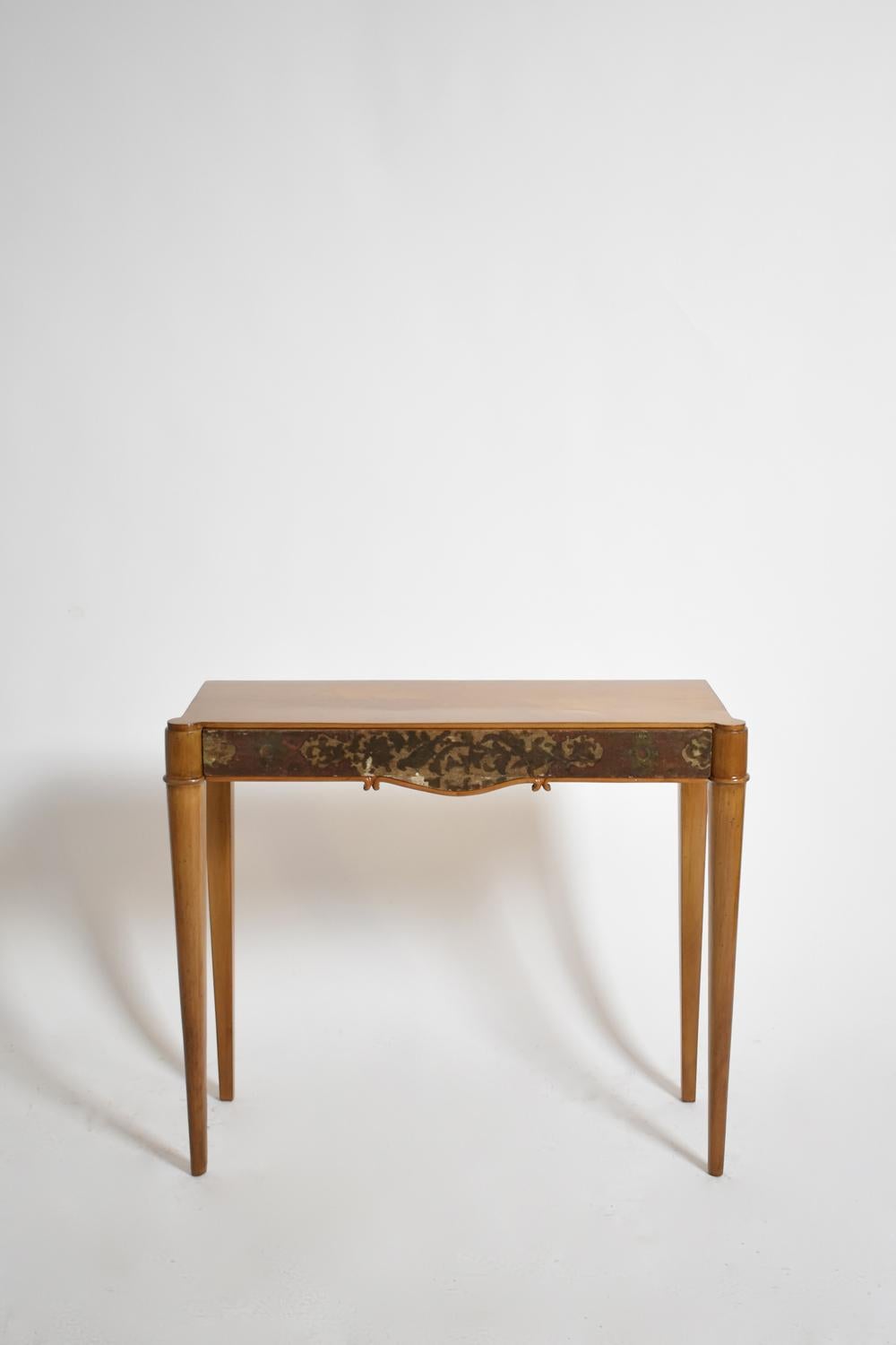 Natural wood and lacquered console, 1940s. In Good Condition For Sale In Lisboa, PT