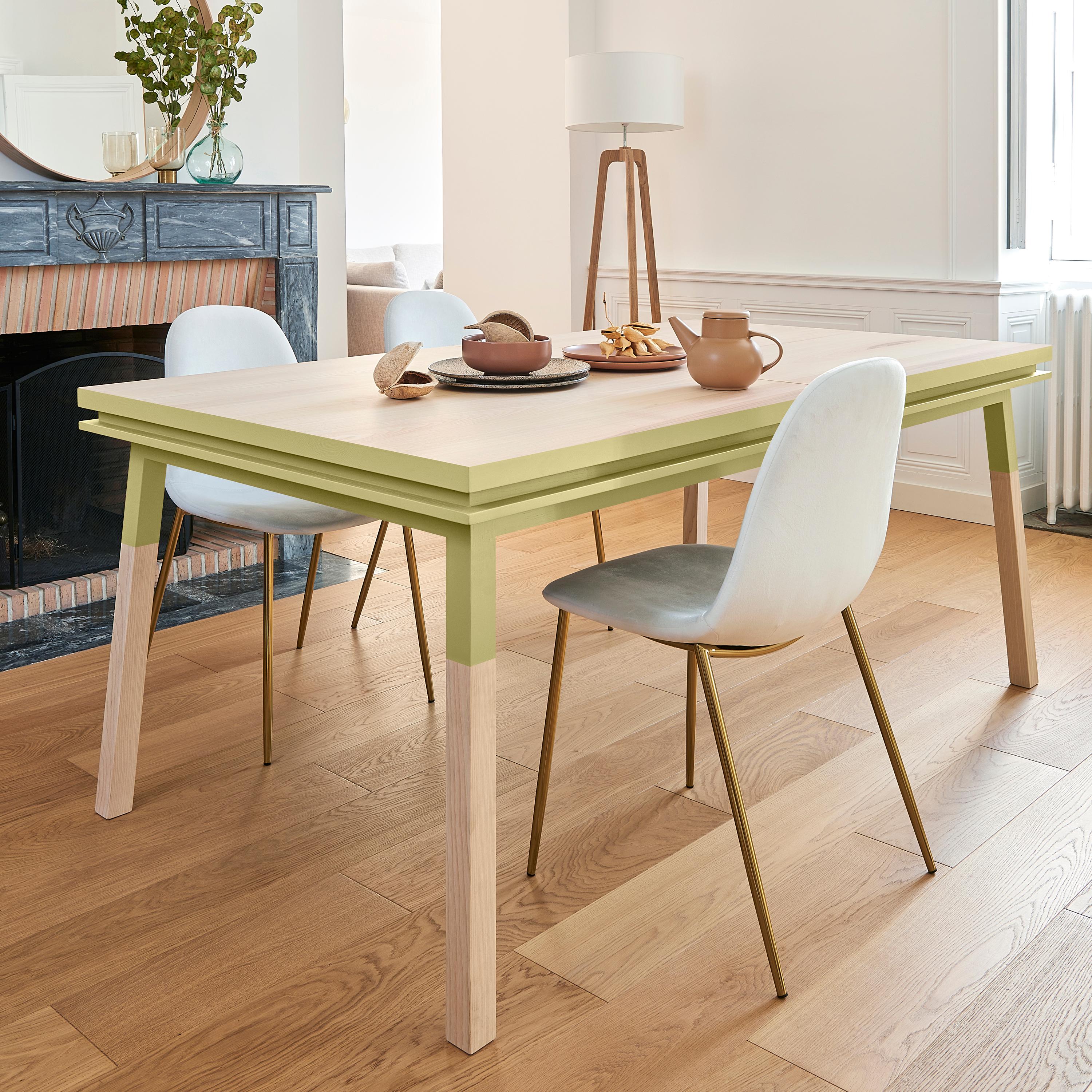 Table de salle à manger rectangulaire à rallonge en bois massif jaune français Neuf - En vente à Landivy, FR