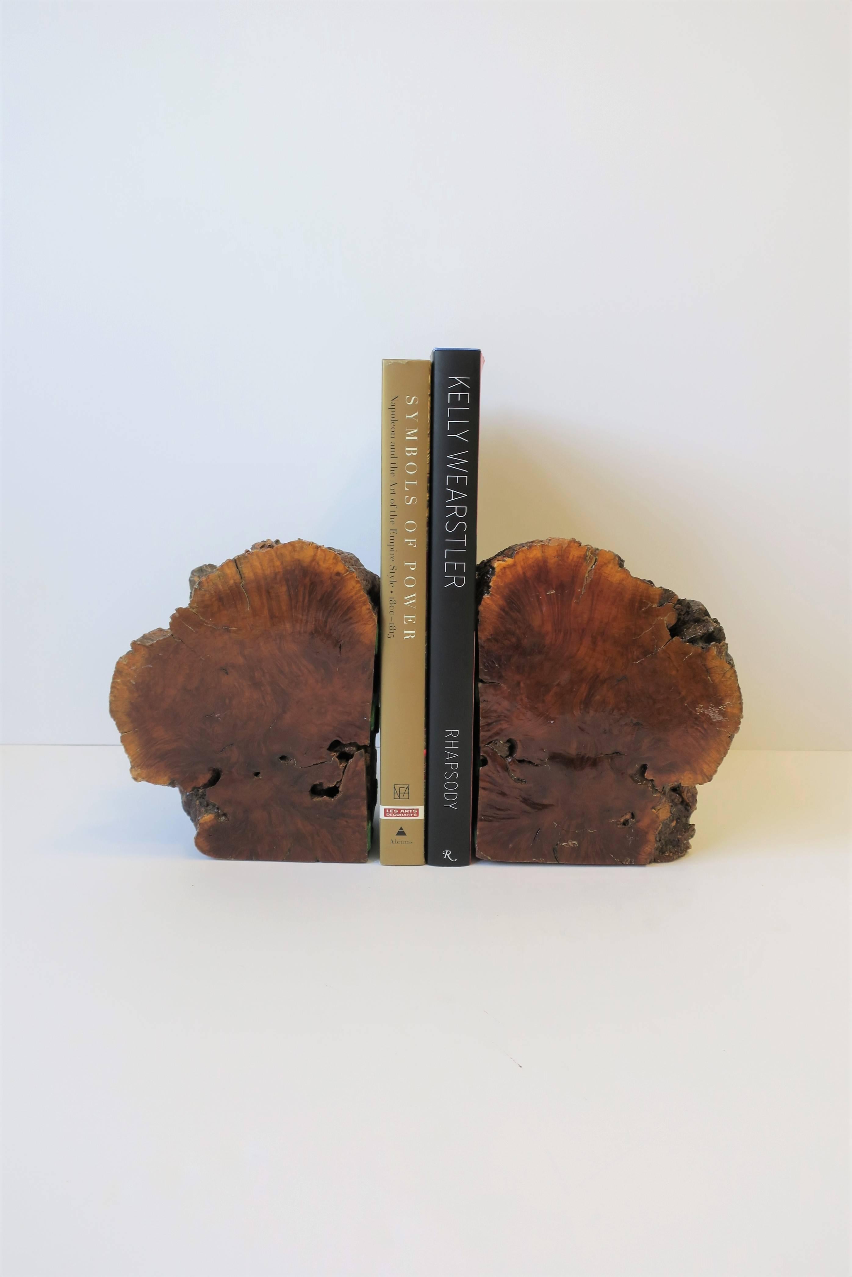 20th Century Natural Organic Wood Bookends