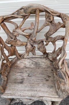 Handcrafted Adirondack Branch Armchair, Solid Wood, USA, Ca. 1970s