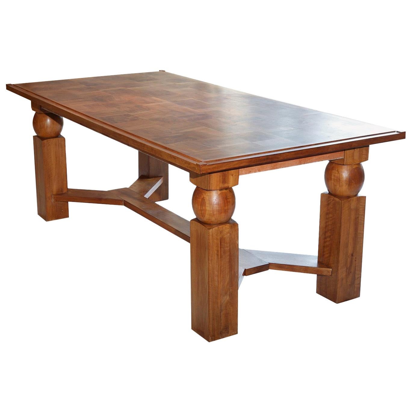 Natural Wood Dining Table with 2 Extensions by Baptistin Spade