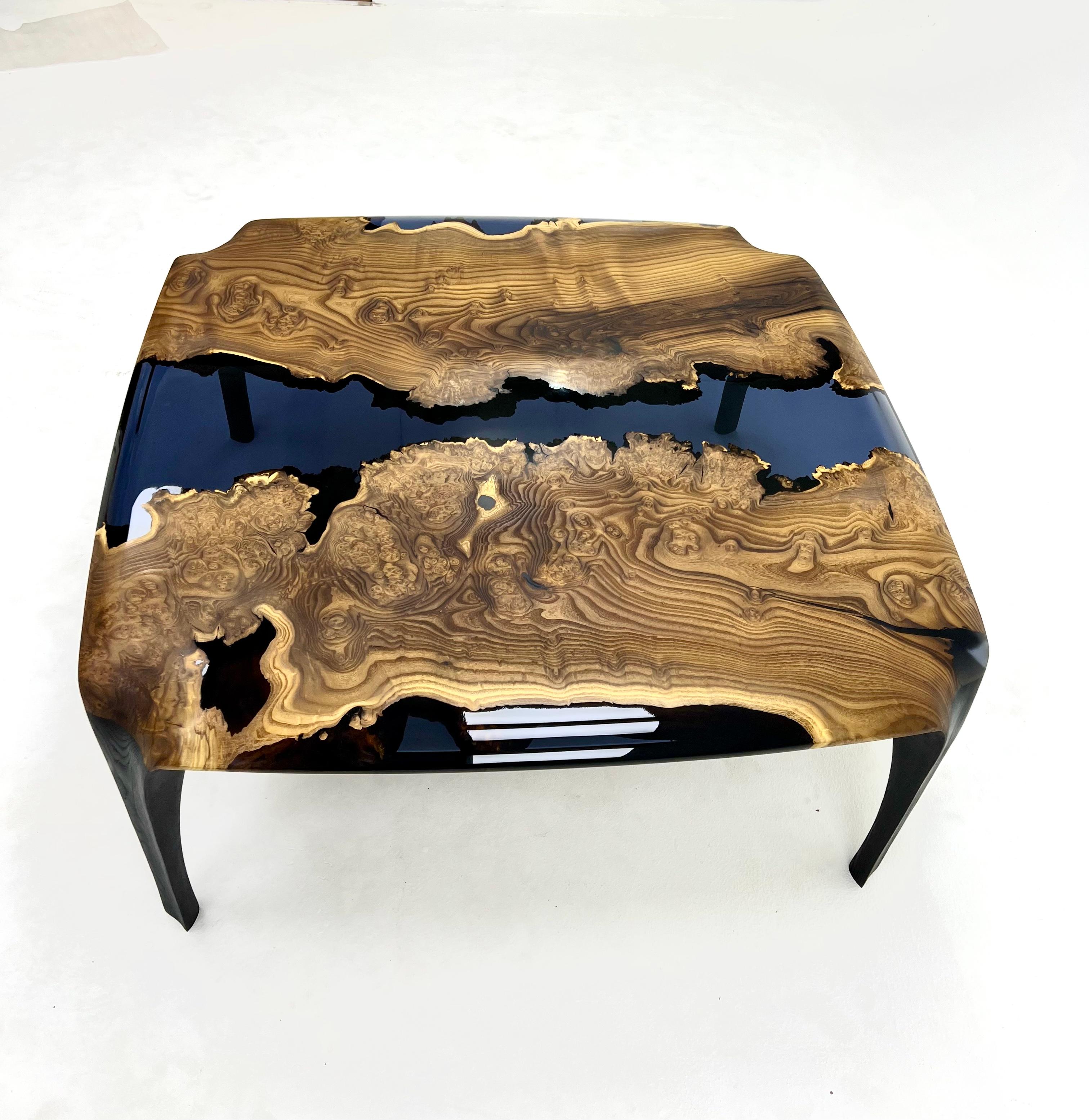 natural wood coffee table resin