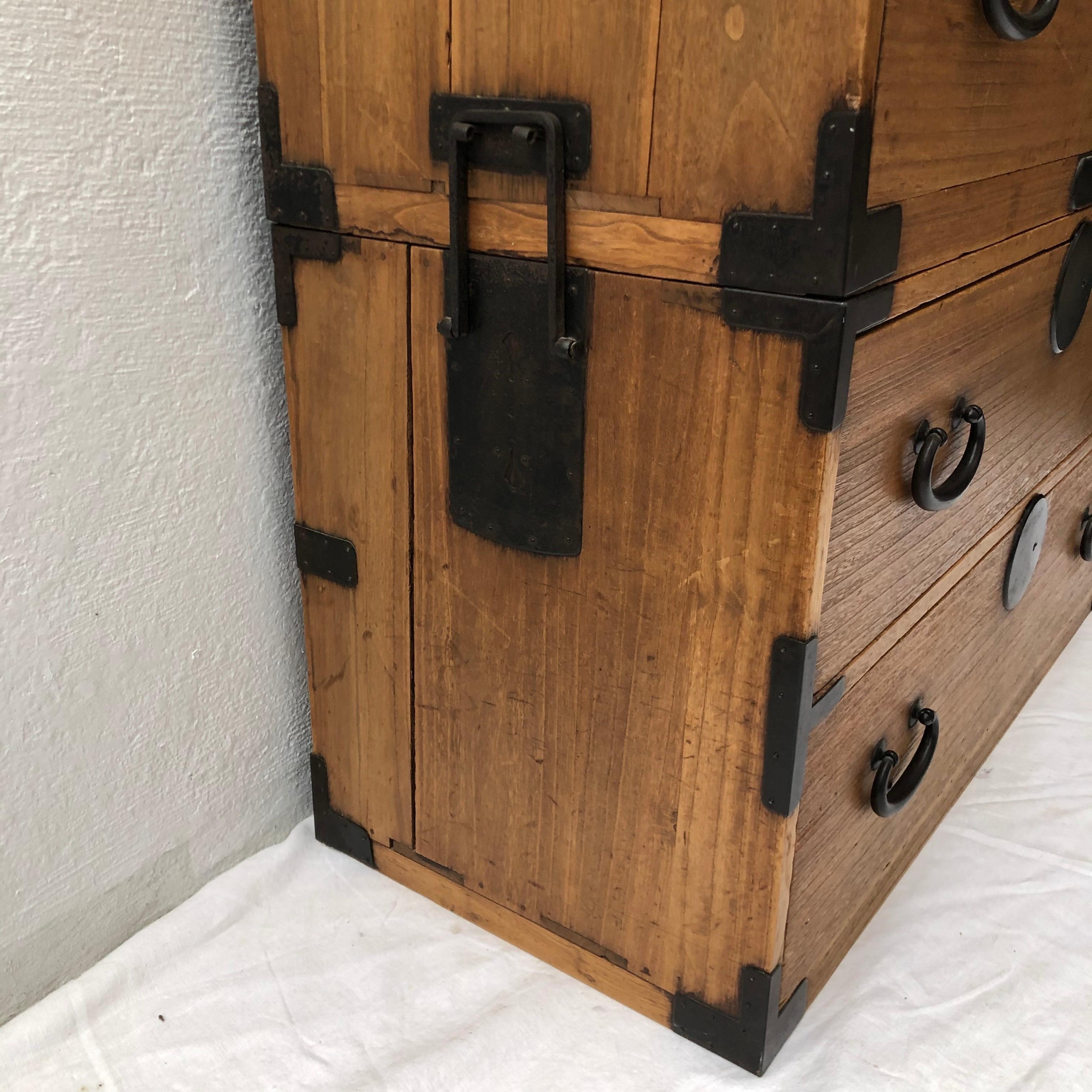 20th Century Natural Wood Japanese Tansu Chest