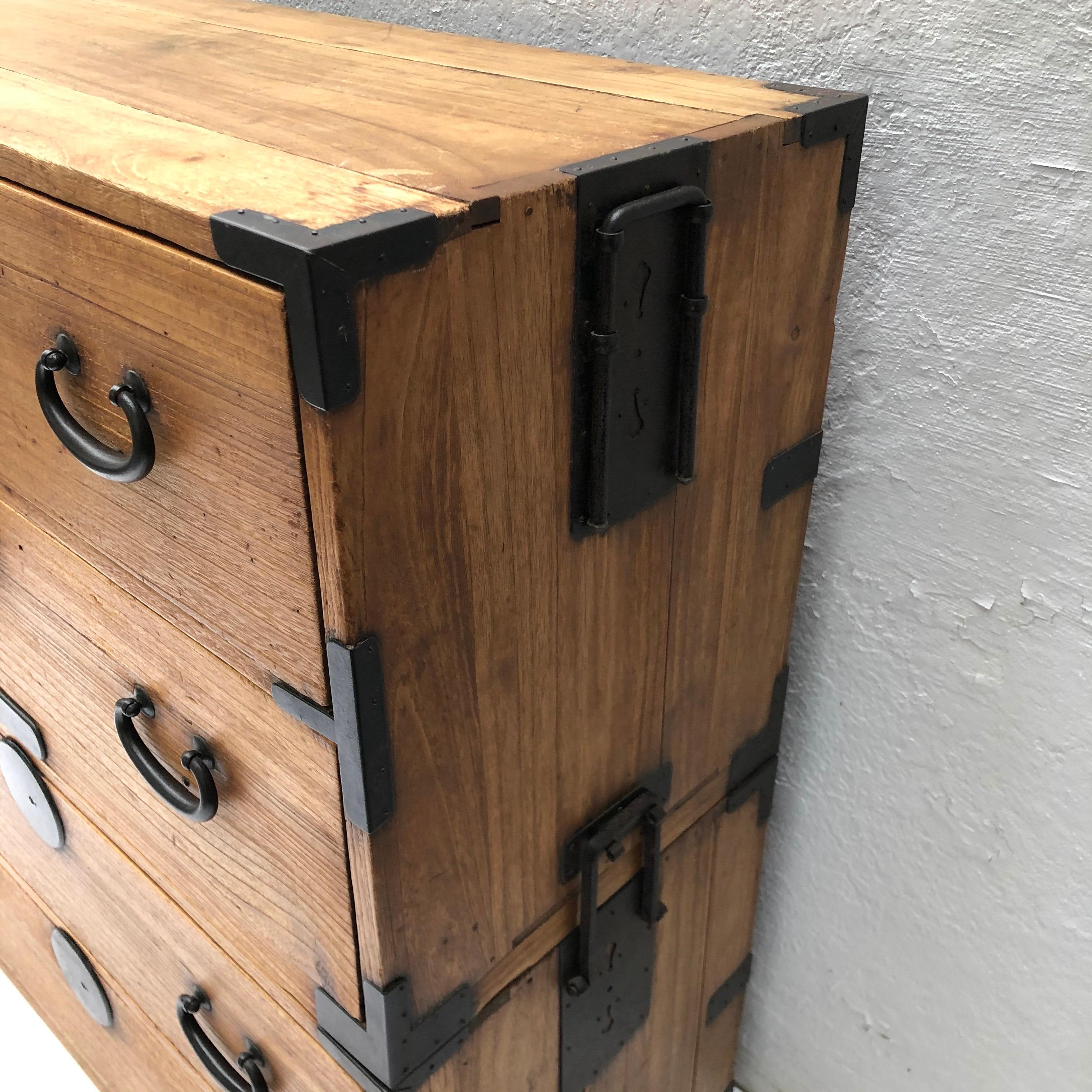Natural Wood Japanese Tansu Chest 1