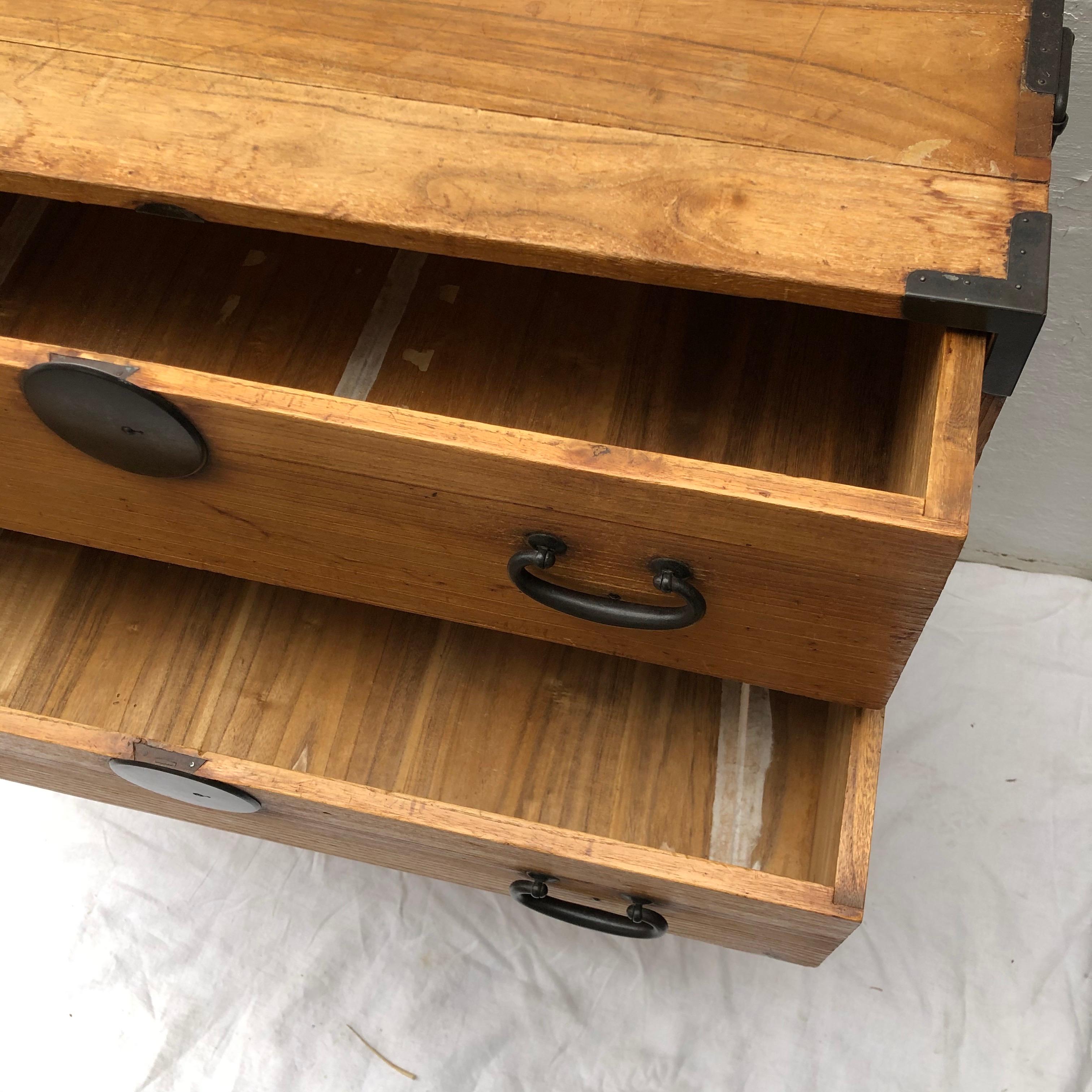 Natural Wood Japanese Tansu Chest 3