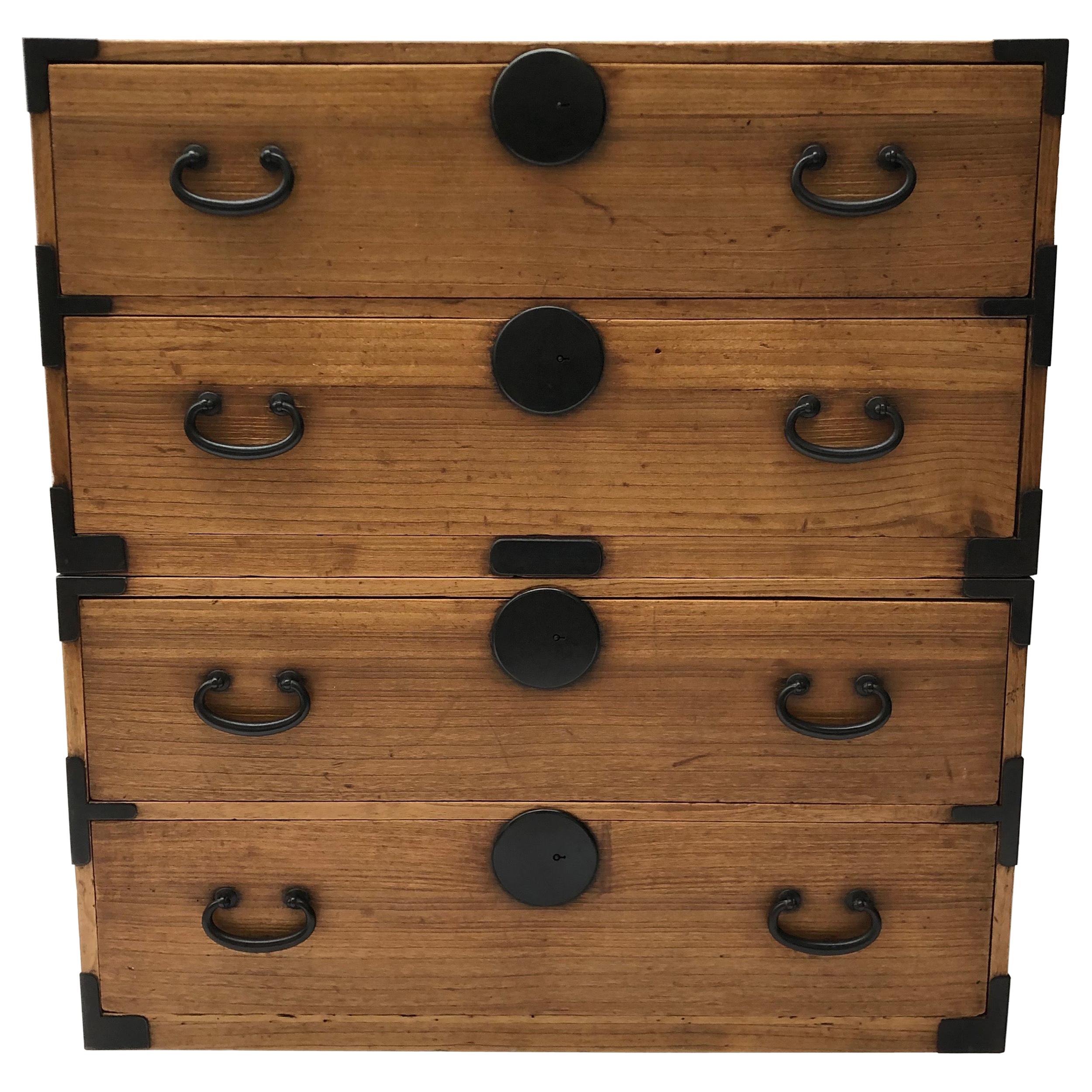 Natural Wood Japanese Tansu Chest