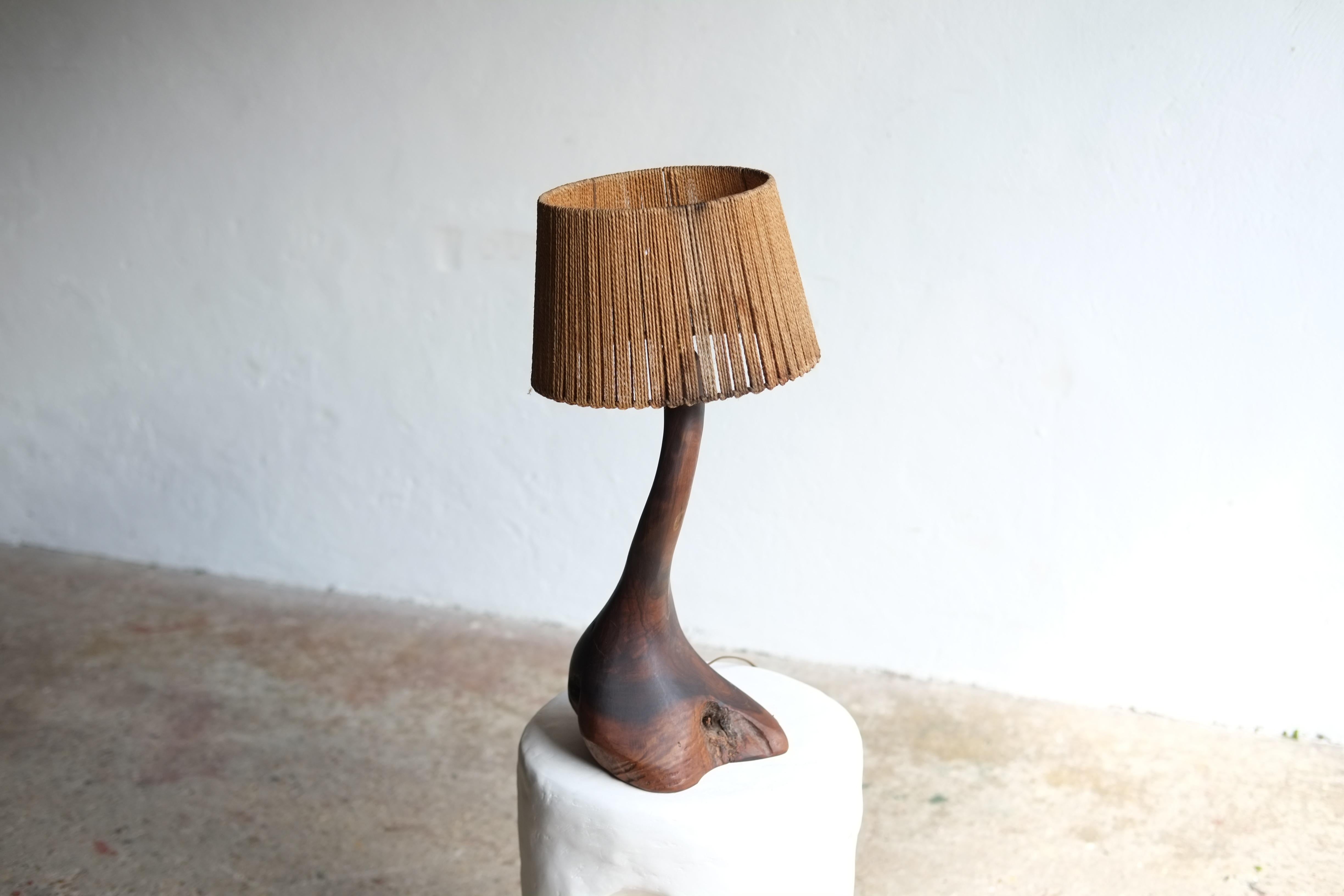 Natural Wood Lamp With Rope Shade For Sale 3