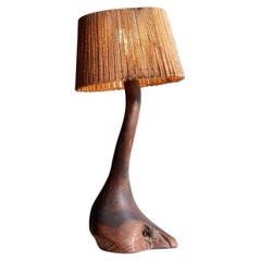 Vintage Natural Wood Lamp With Rope Shade