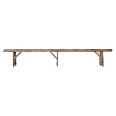 Antique Natural Wood Primitive Farmhouse Bench