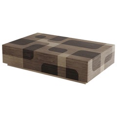 Bodega Square Coffee Table, in Warm Wood Marquetry Veneer Table by Joel Escalona