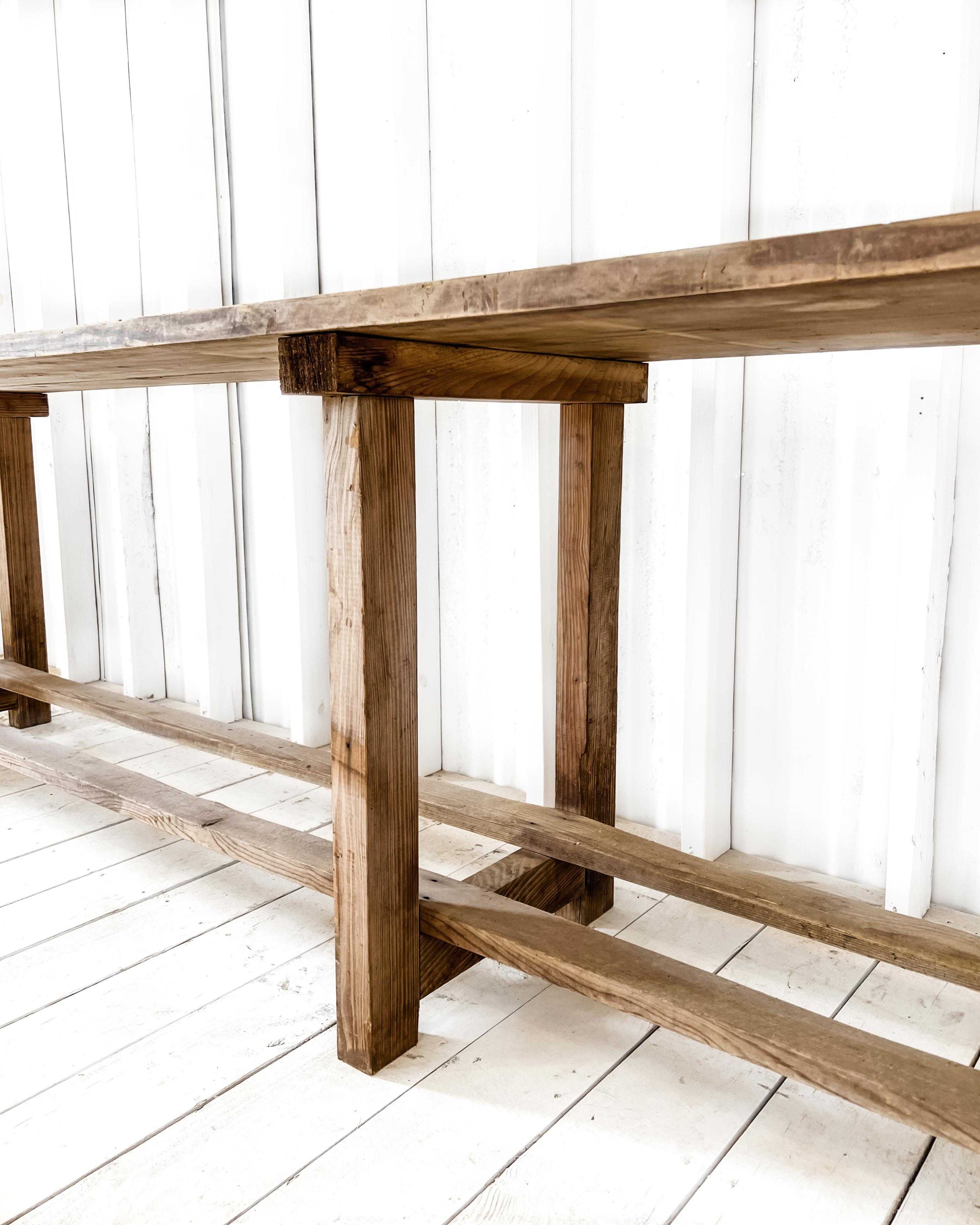 Natural Wood Rustic French Console Table 6