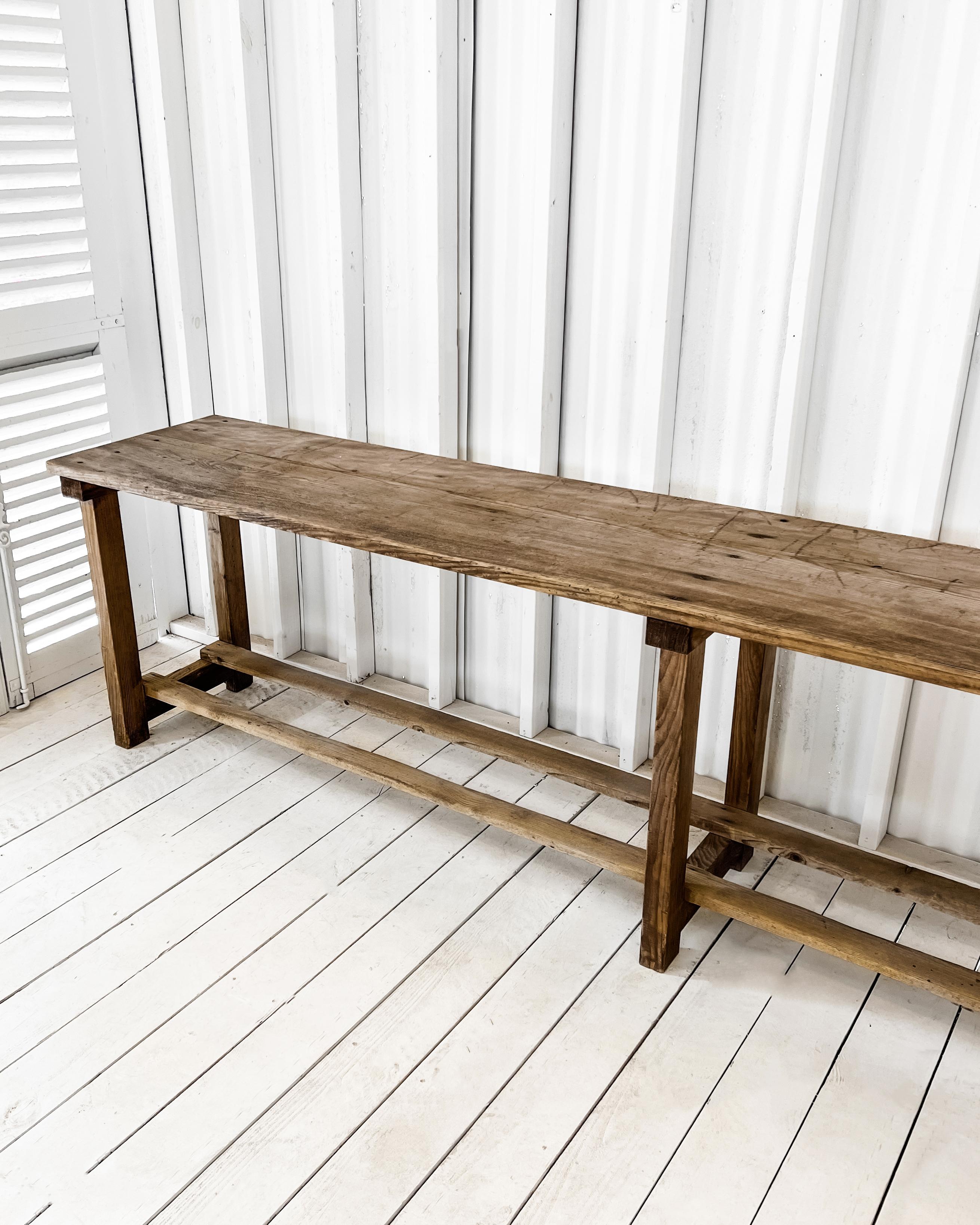 Natural Wood Rustic French Console Table 10