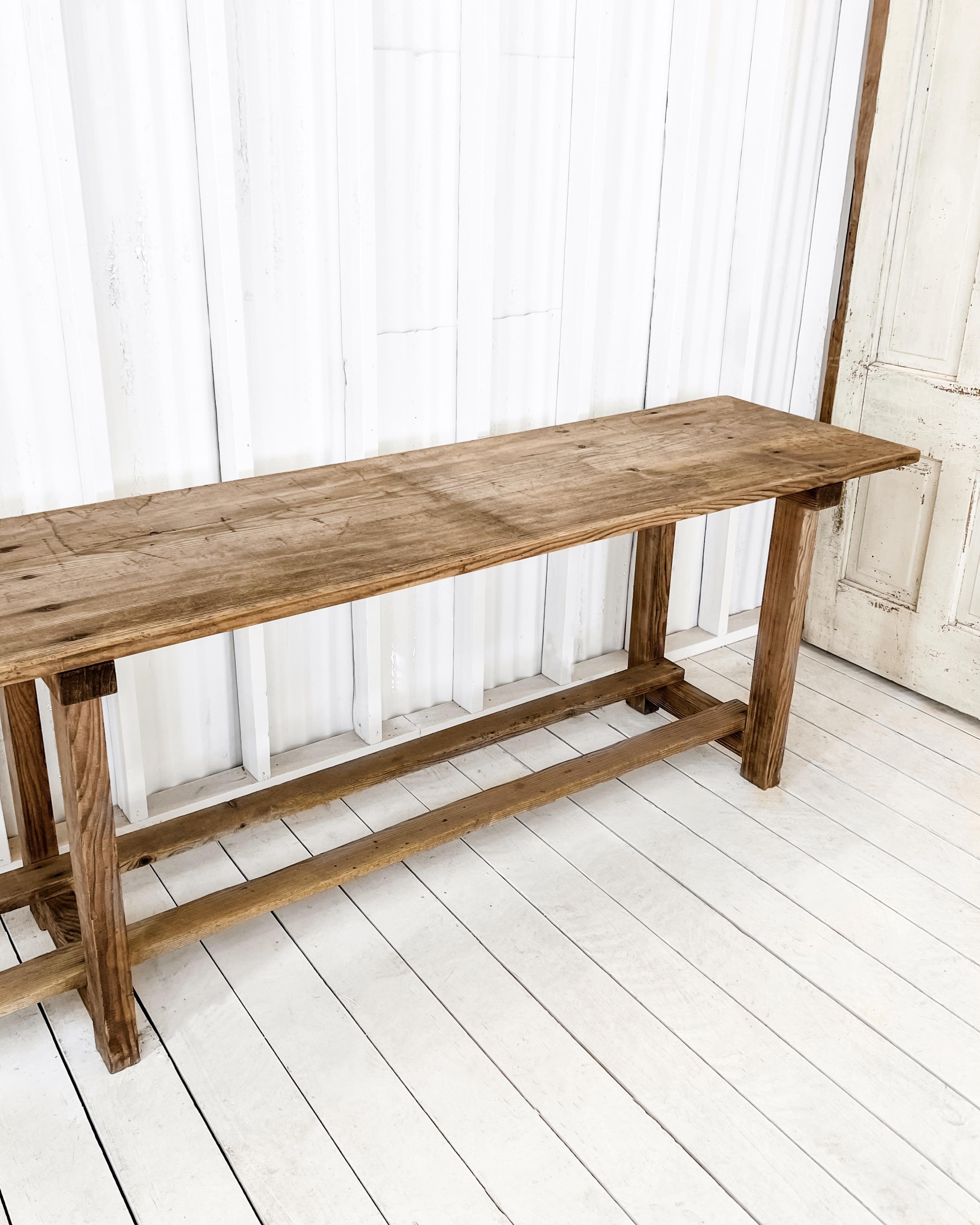 Natural Wood Rustic French Console Table 11